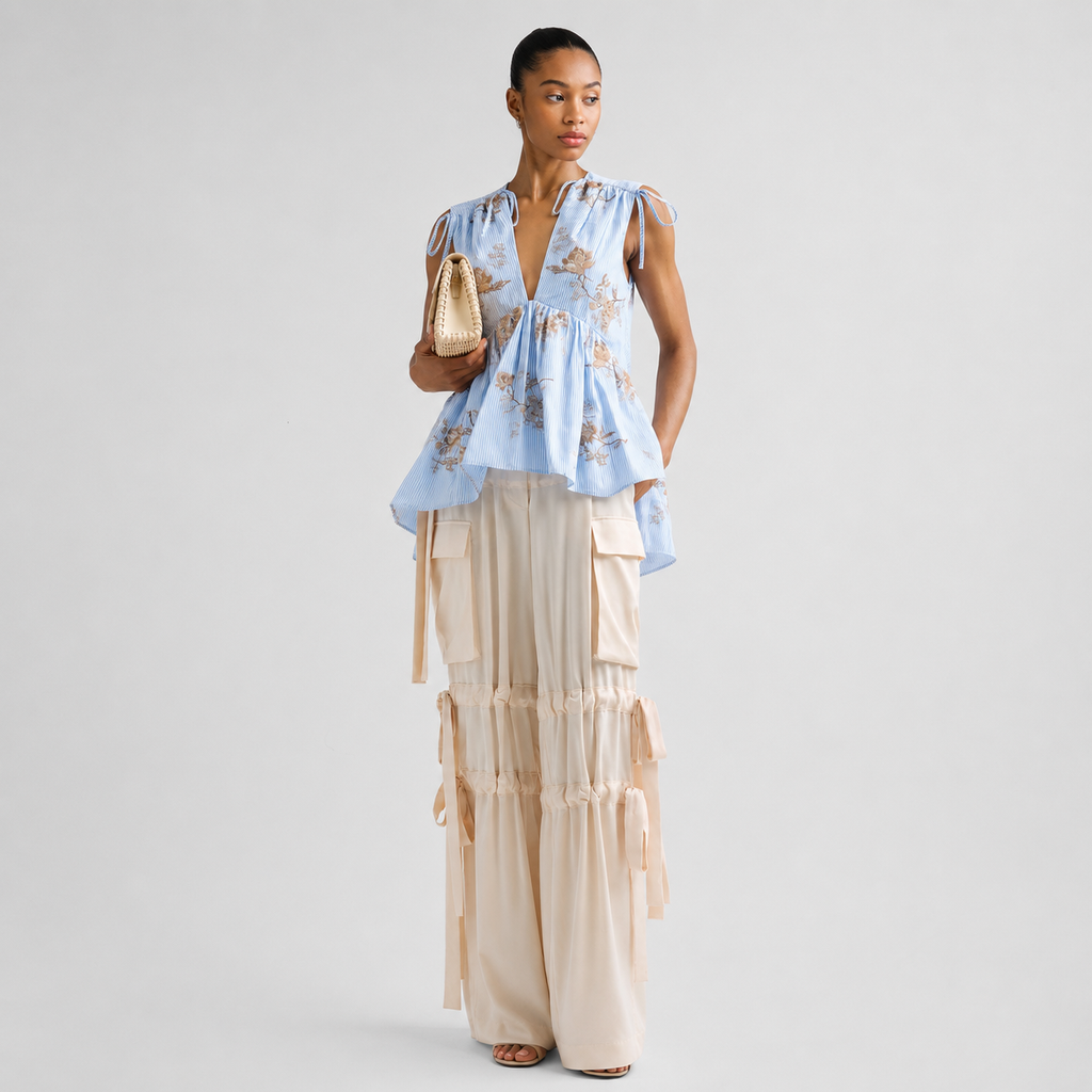 Aknvas - The Odin Trousers in Cream Satin