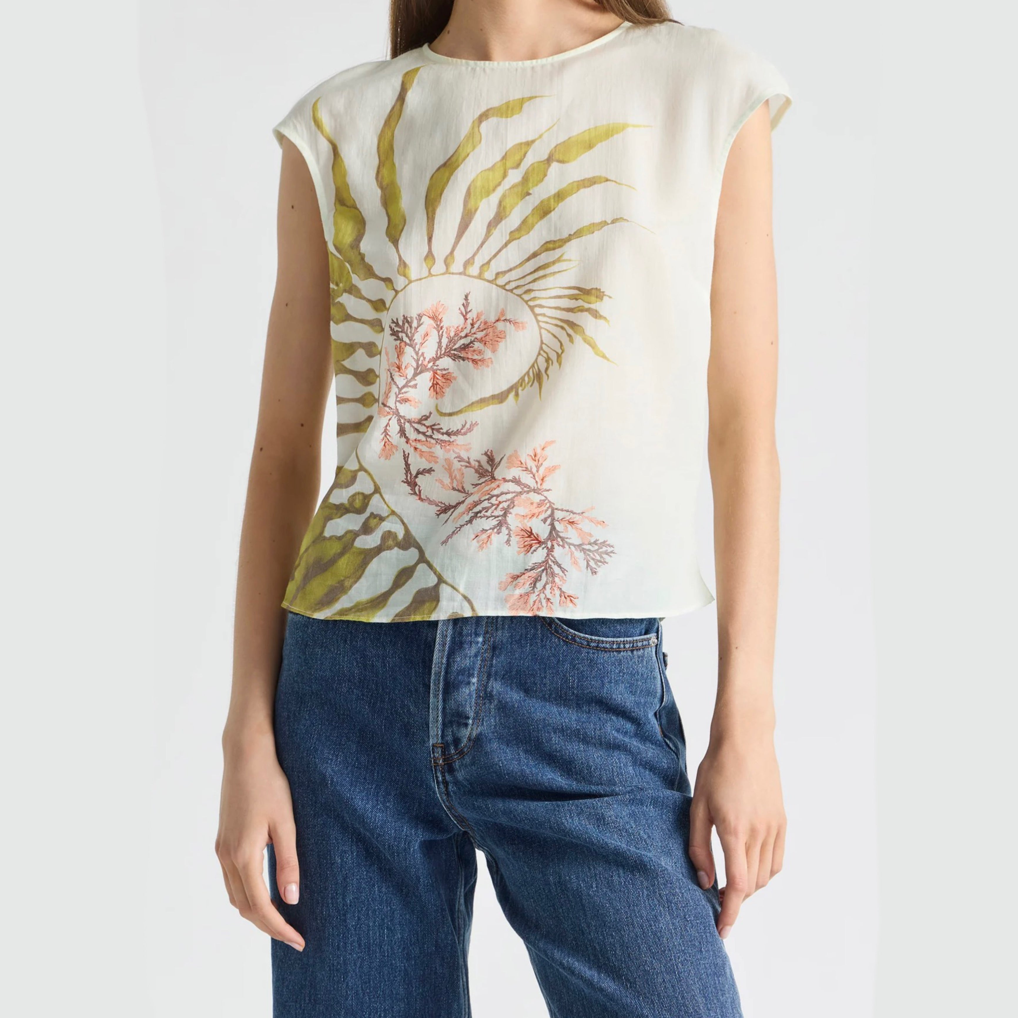 Antipodean Free Fall Cap Sleeve Tank Top - Porcelain