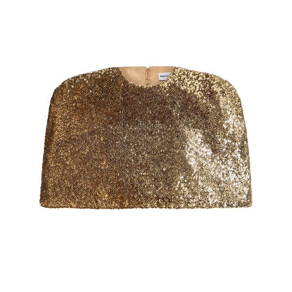 Rebecca Vallance Cambridge Cape in Gold | Sequin Capelet with Shoulder Pads