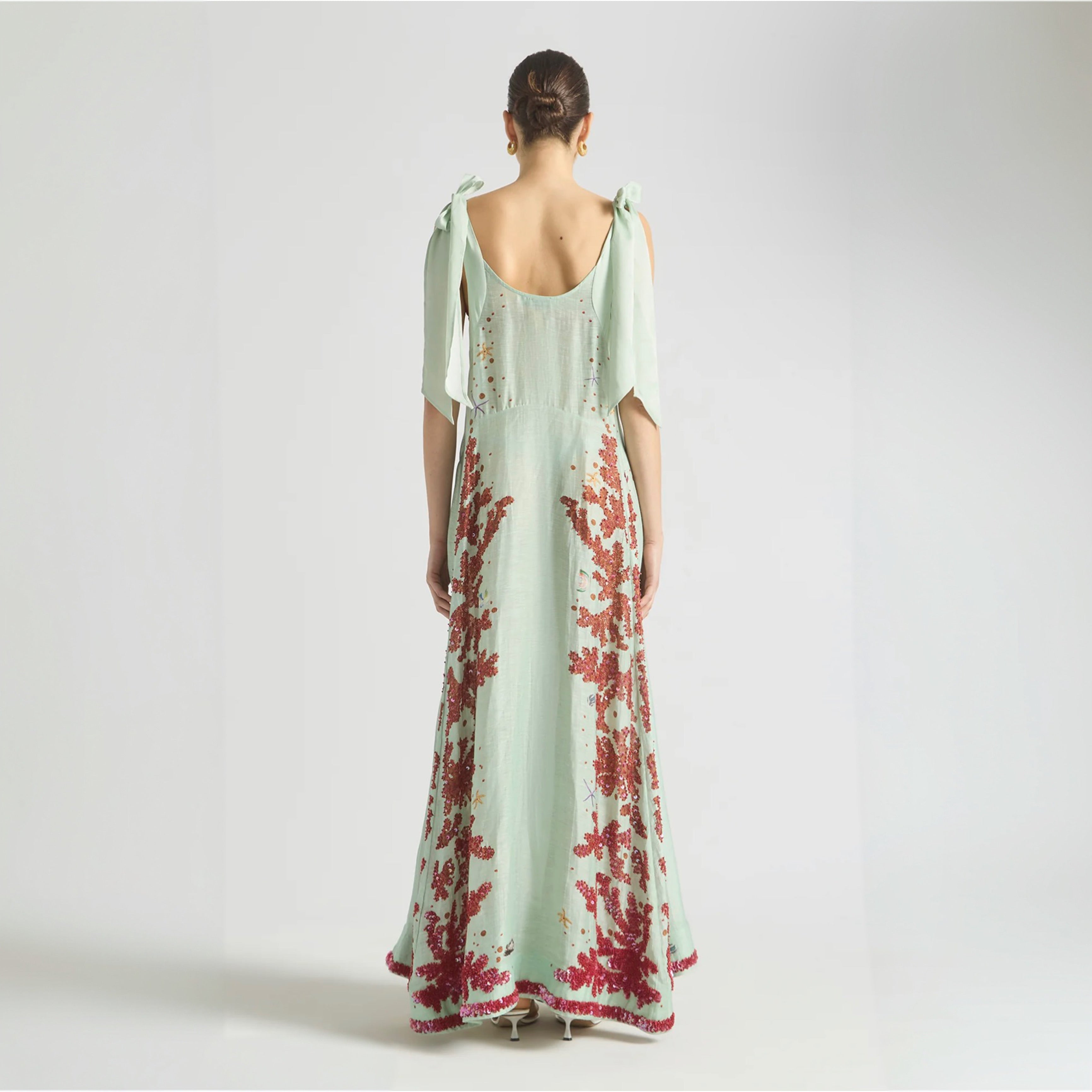 Antipodean Oceans Apart Deep V Gown- Seafoam