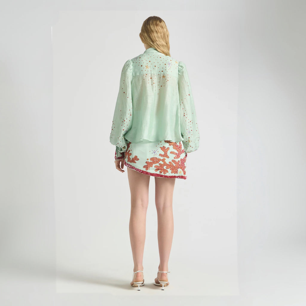 Oceans Apart Wave Skirt- Seafoam