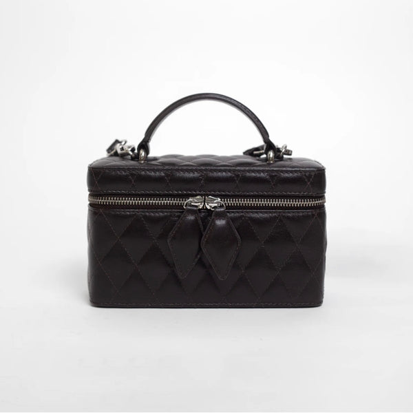 AKNVAS The Brigit Bag | Quilted Leather Vanity Bag in Chocolate