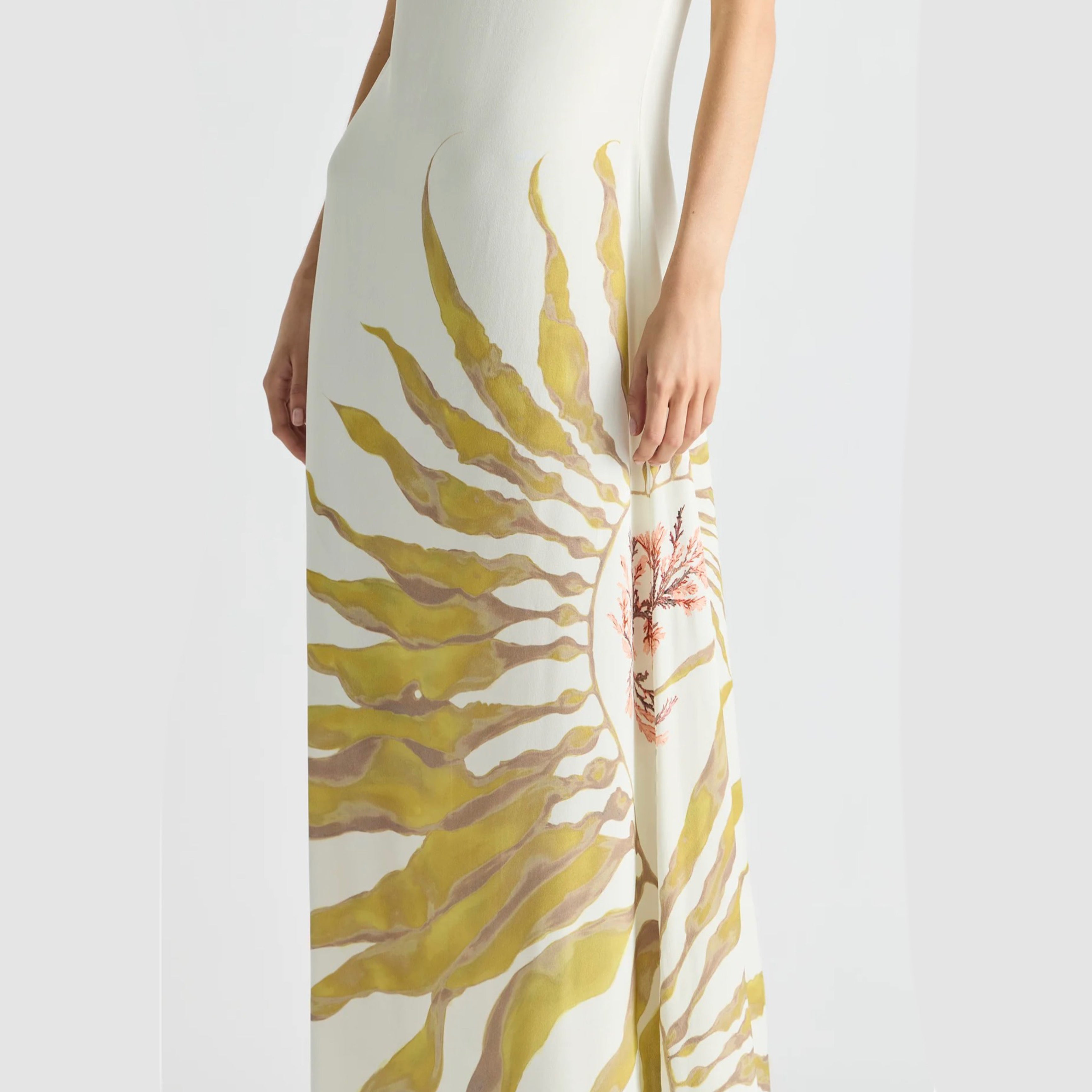 Antipodean Freefall Netted Overlay Gown Porcelain