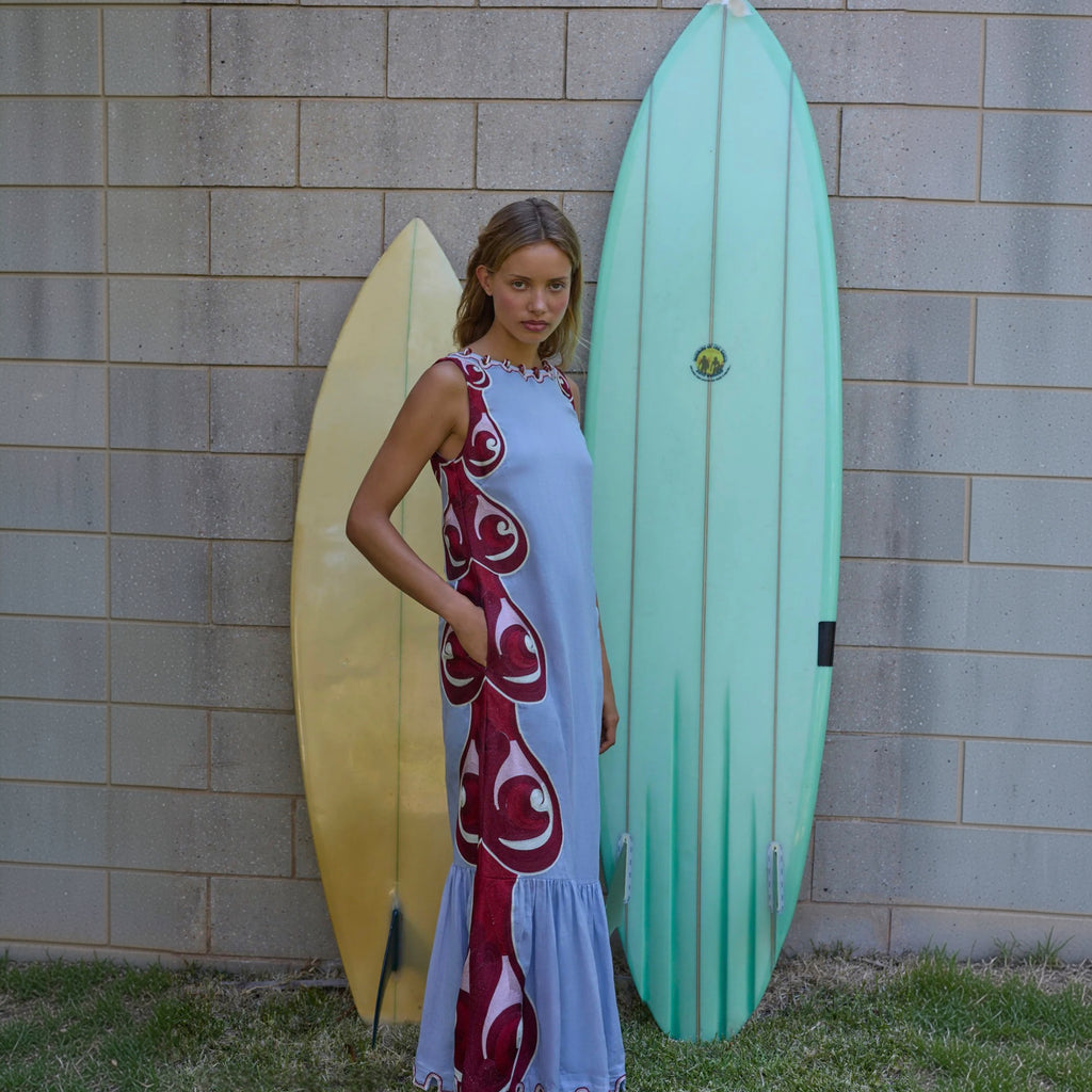 Antipodean - Twin Rivers Boat Neck Maxi Dress - Sea Glass