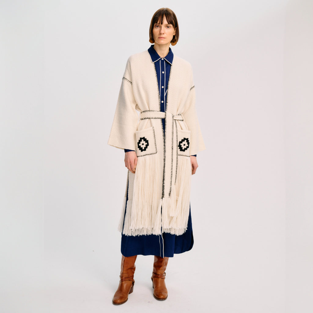 Carolina K Saddler Coat | Off White and Black