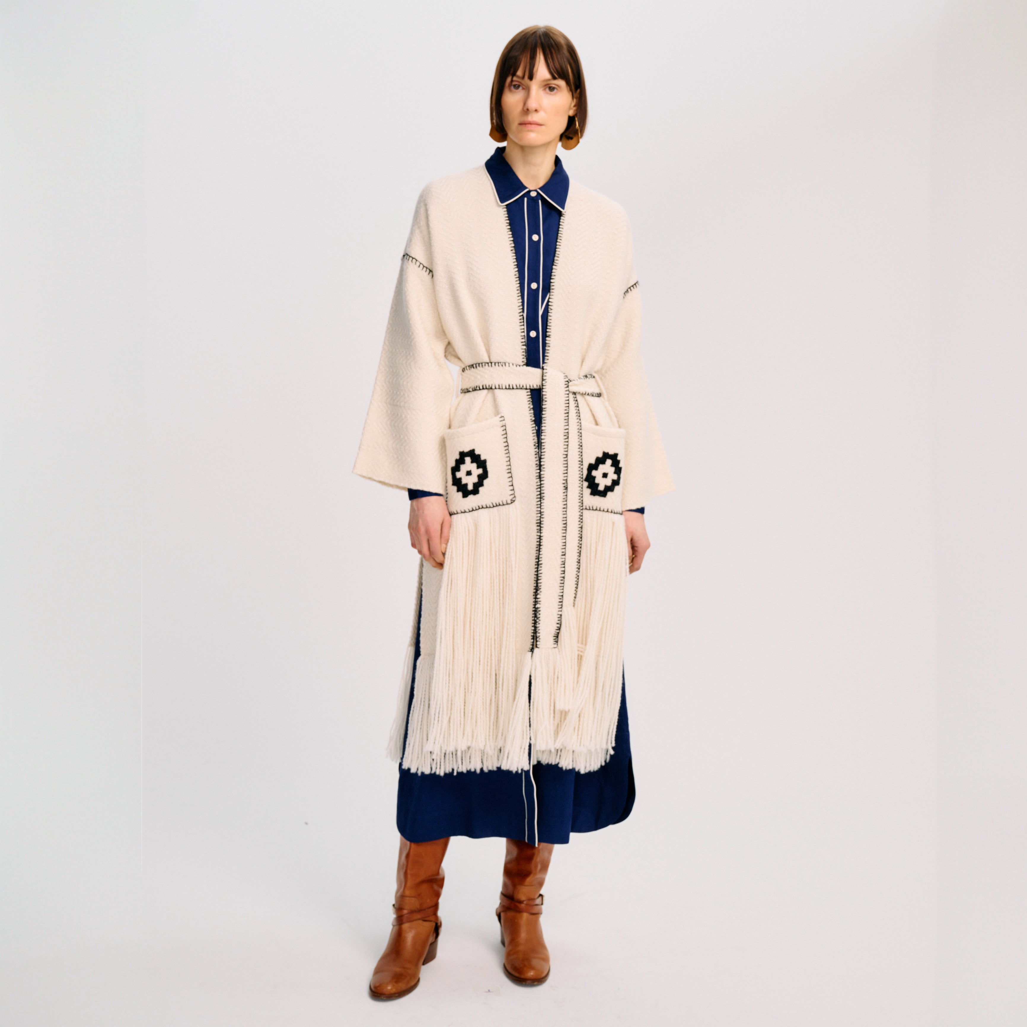 Carolina K Saddler Coat | Off White and Black