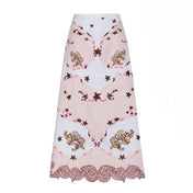 Antipodean Take It Easy Embroidered Midi Skirt - Rosewater