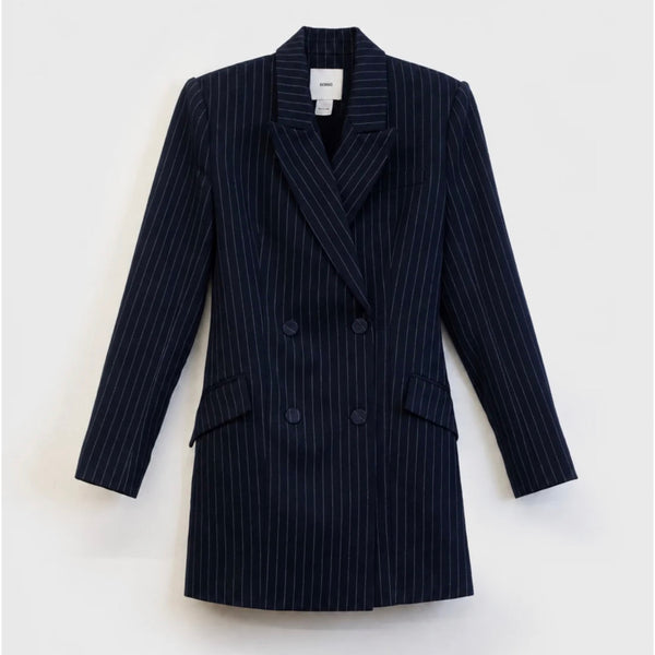 AKNVAS The Zoe Blazer Dress in Navy Pinstripe | Double-Breasted Blazer Dress