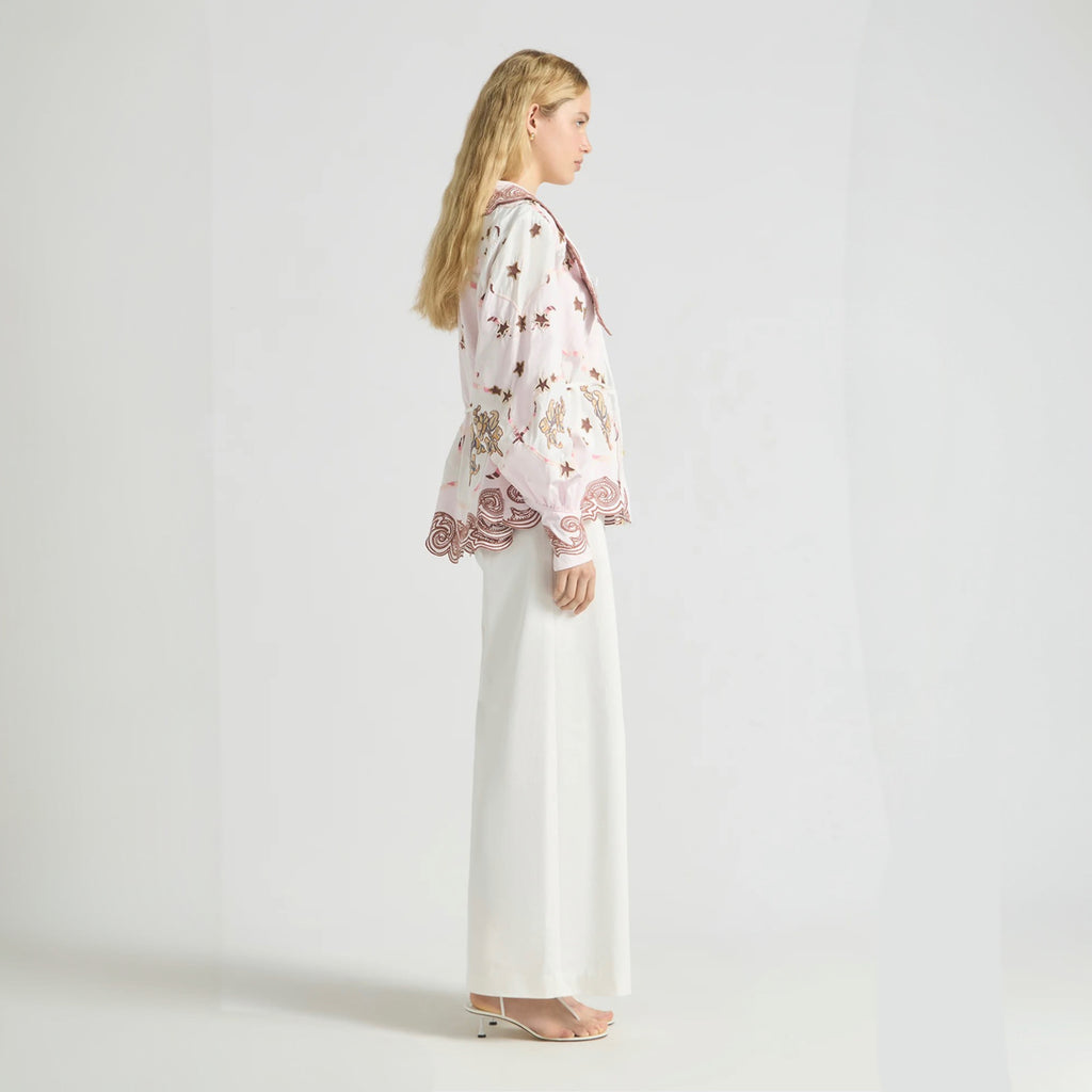 Antipodean Take It Easy Tie-Front Blouse - Rosewater