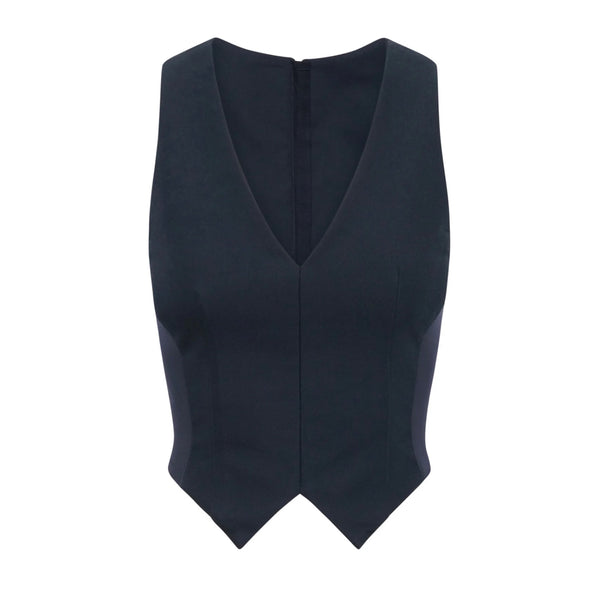 Artemis Diciero Ayanna Vest in Black | Fitted Corset-Seamed Cotton Vest