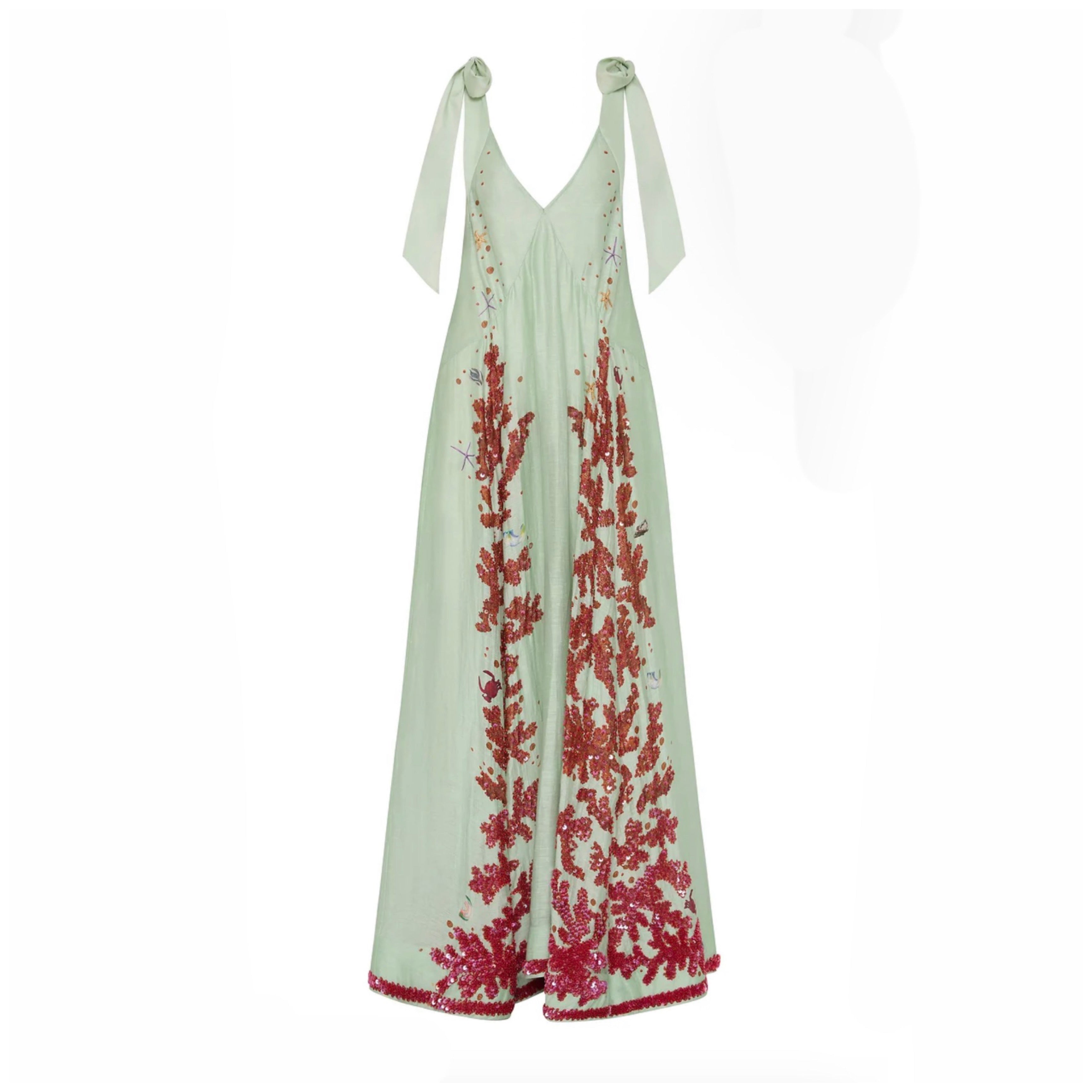 Antipodean Oceans Apart Deep V Gown- Seafoam