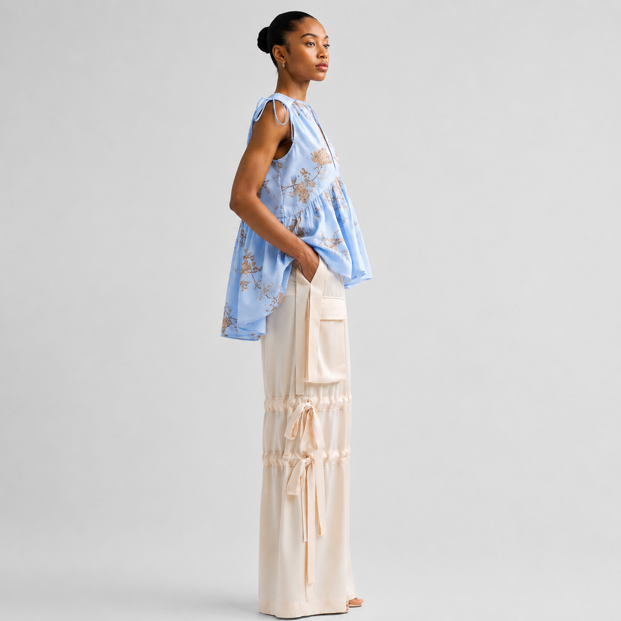 Aknvas - The Odin Trousers in Cream Satin