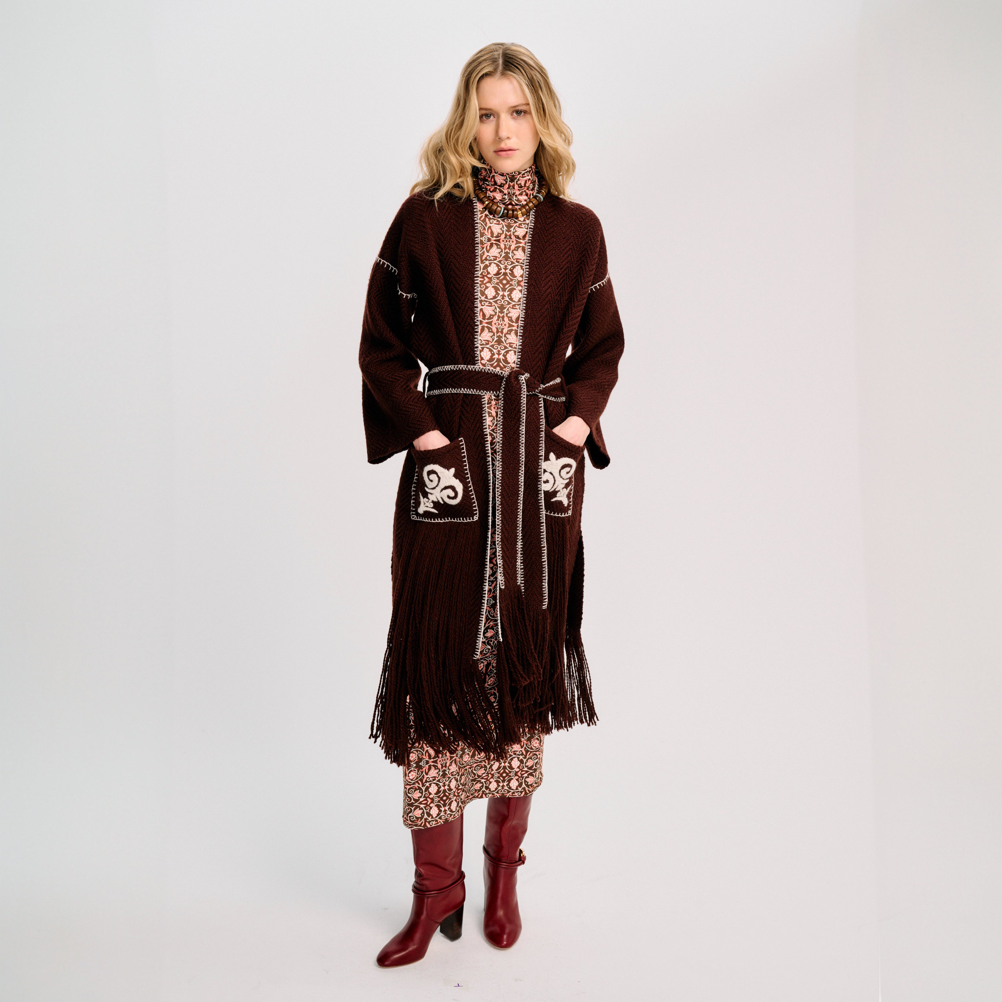 Carolina K Saddler Coat | Brown & Off White