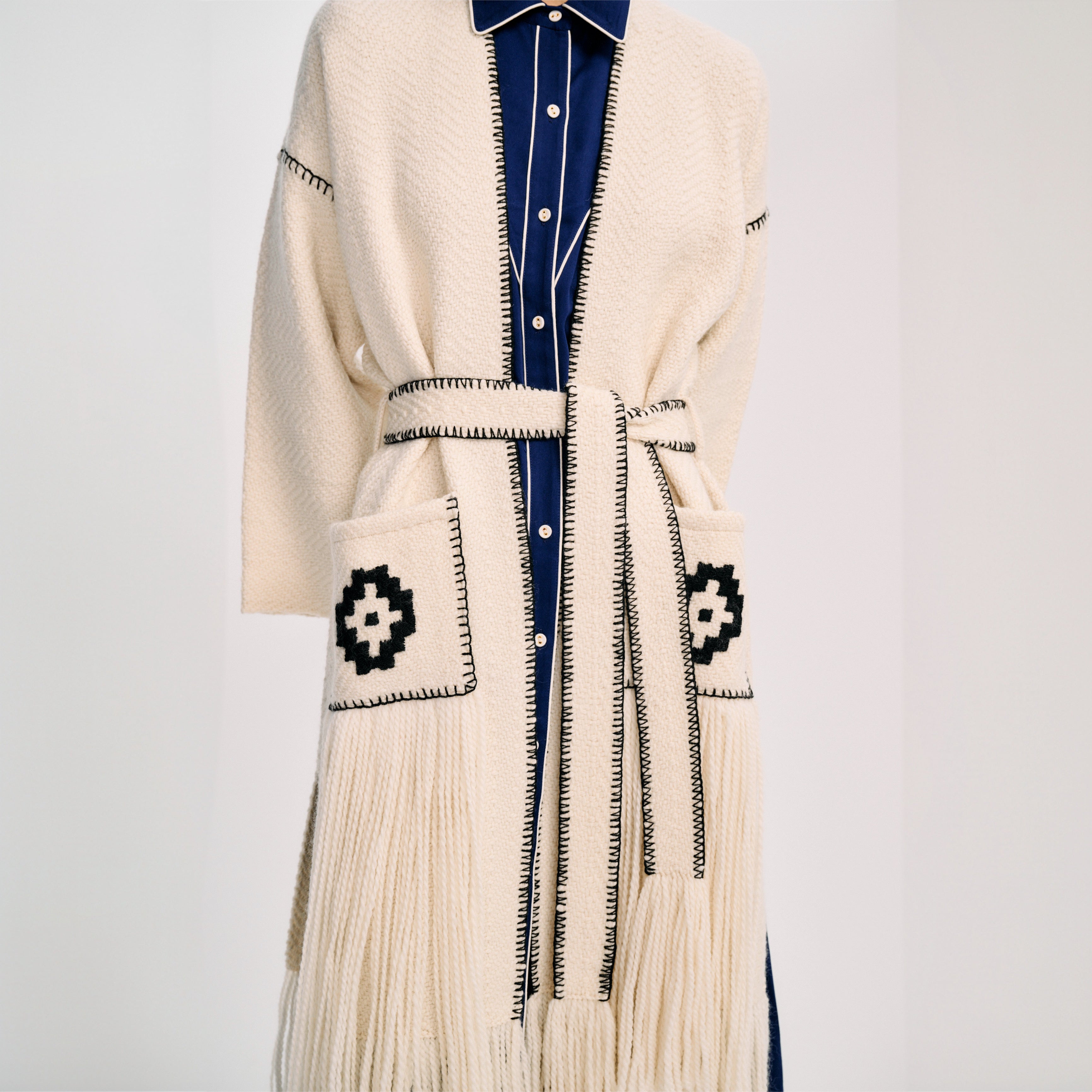 Carolina K Saddler Coat | Off White and Black