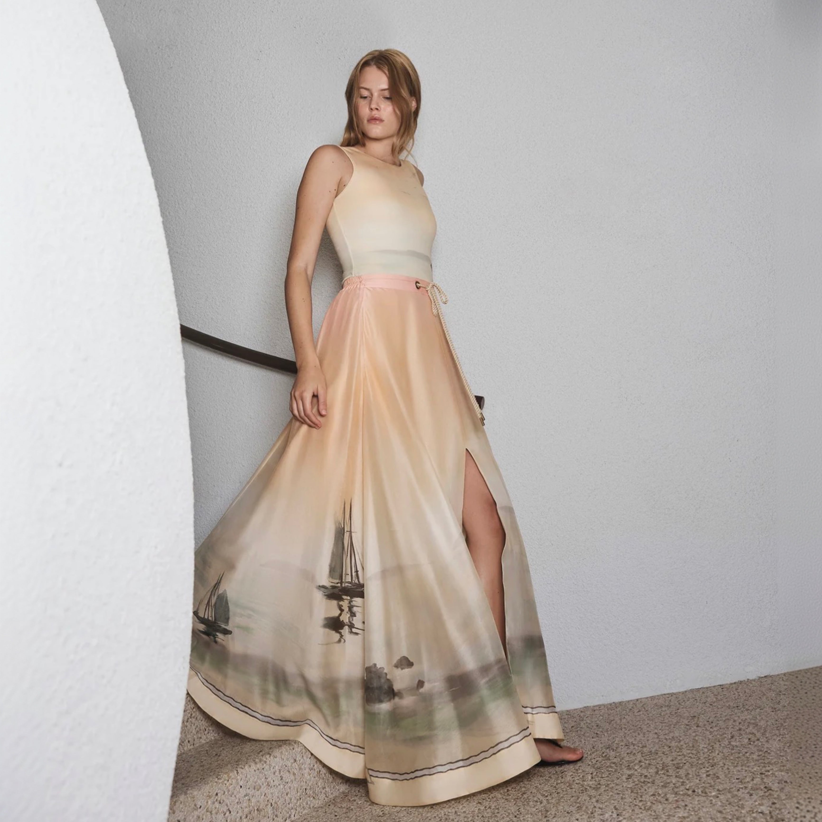 Antipodean Deep Water Parachute Maxi Skirt – Sunset
