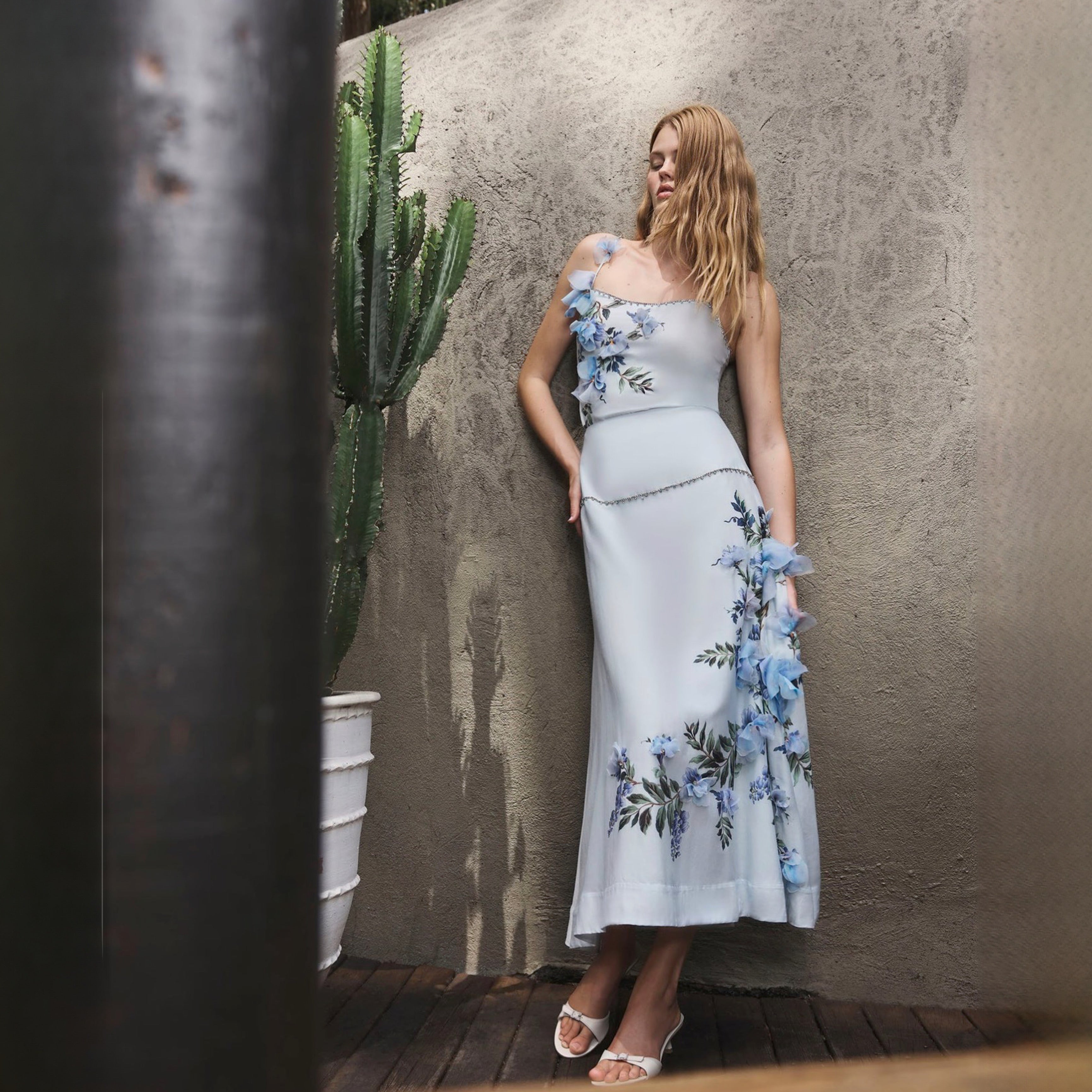 Antipodean Bisous Flower Yoke Skirt – Sapphire Midi Skirt