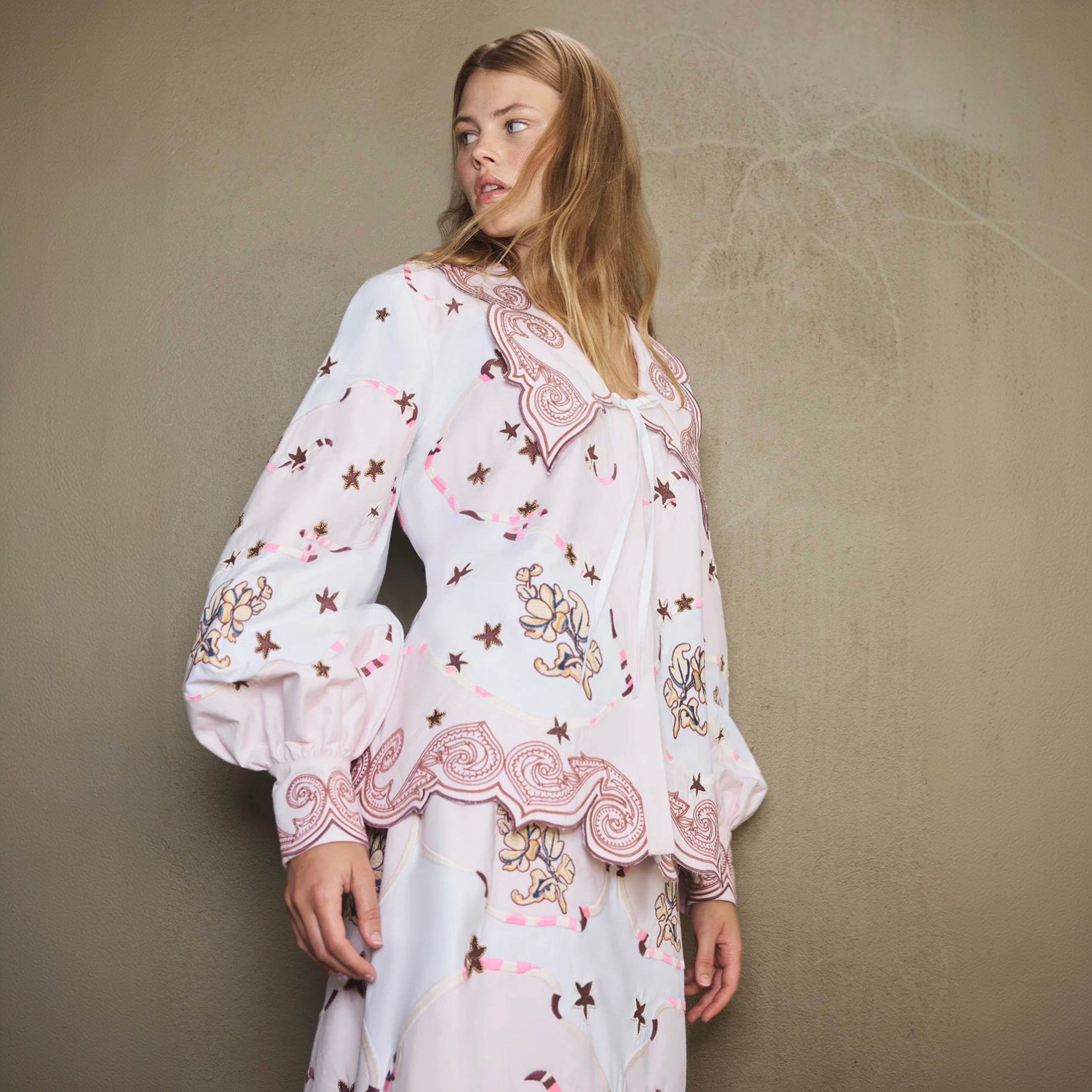 Antipodean Take It Easy Tie-Front Blouse - Rosewater