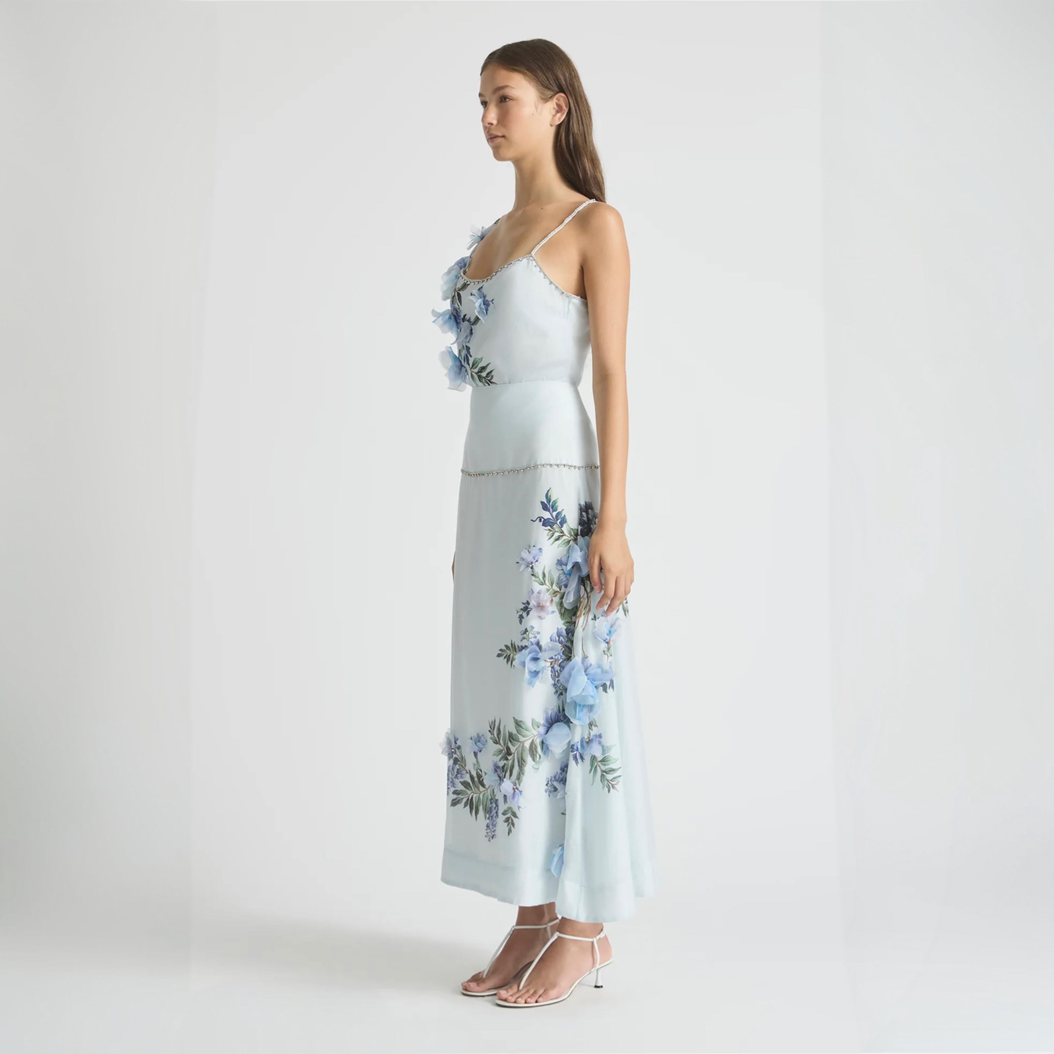 Antipodean Bisous Flower Yoke Skirt – Sapphire Midi Skirt