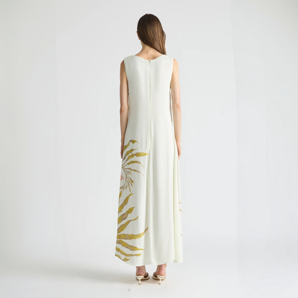 Antipodean Freefall Netted Overlay Gown Porcelain