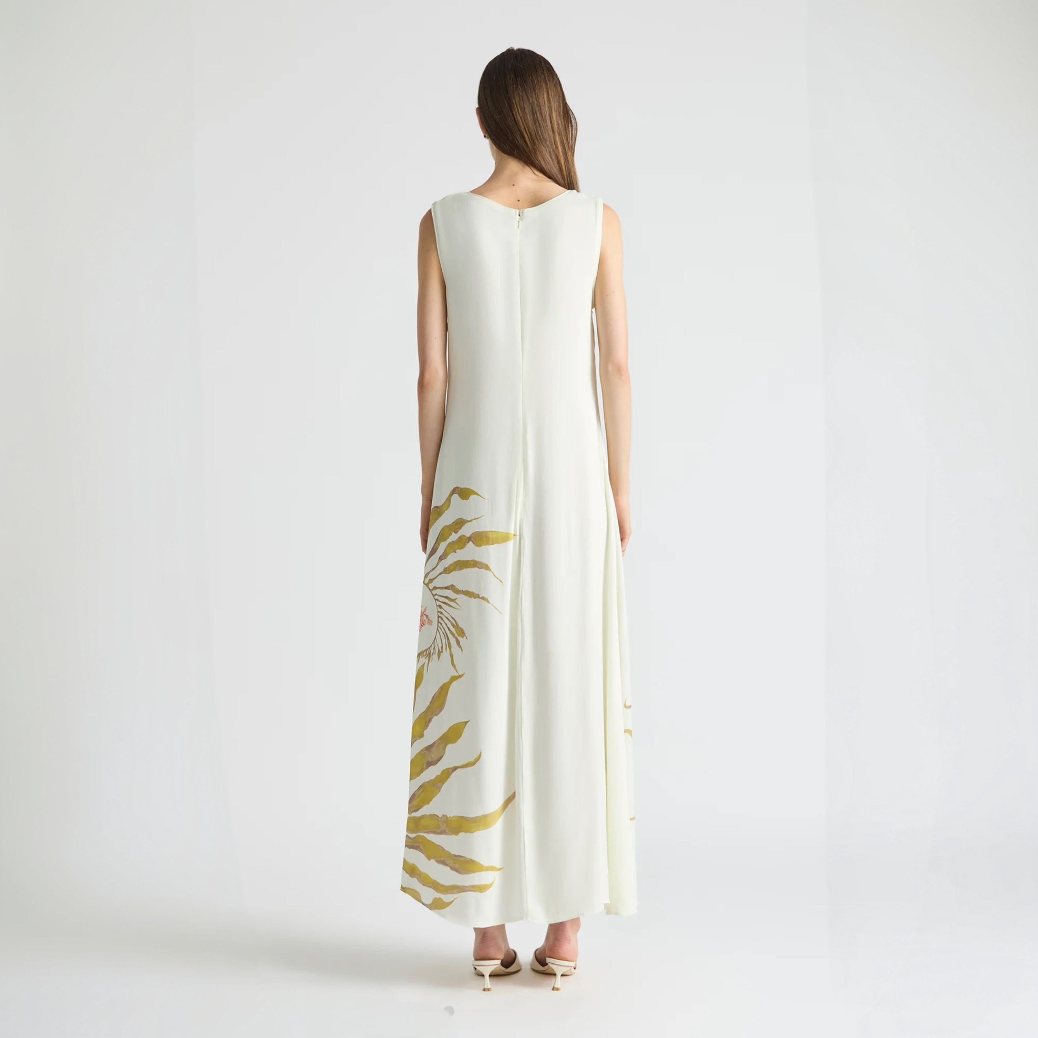 Antipodean Freefall Netted Overlay Gown Porcelain