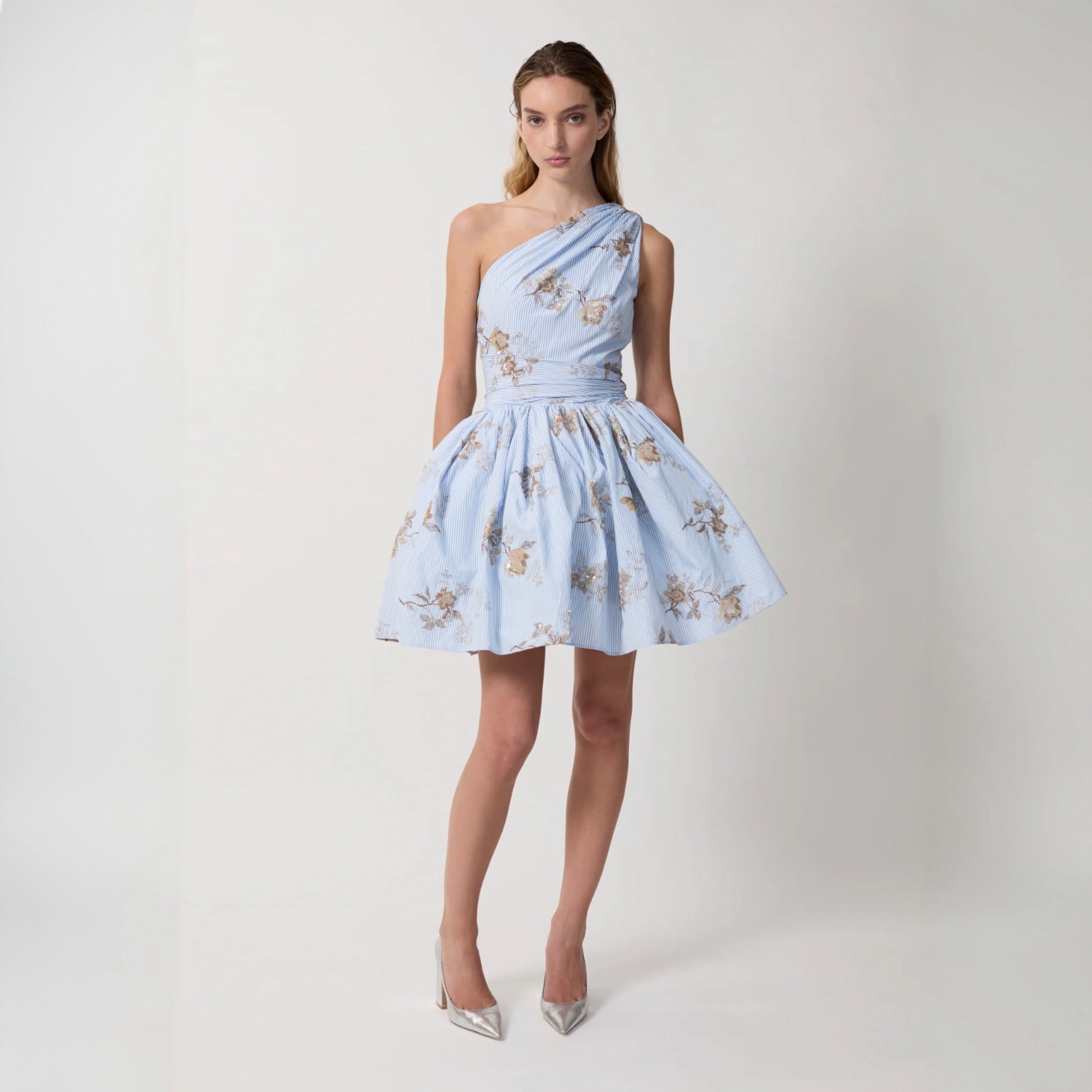 Aknvas - Paula Embellished One Shoulder Mini Dress