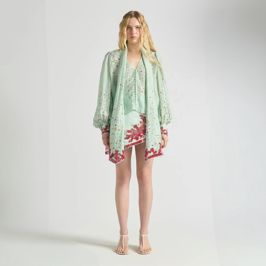 Oceans Apart Wave Skirt- Seafoam