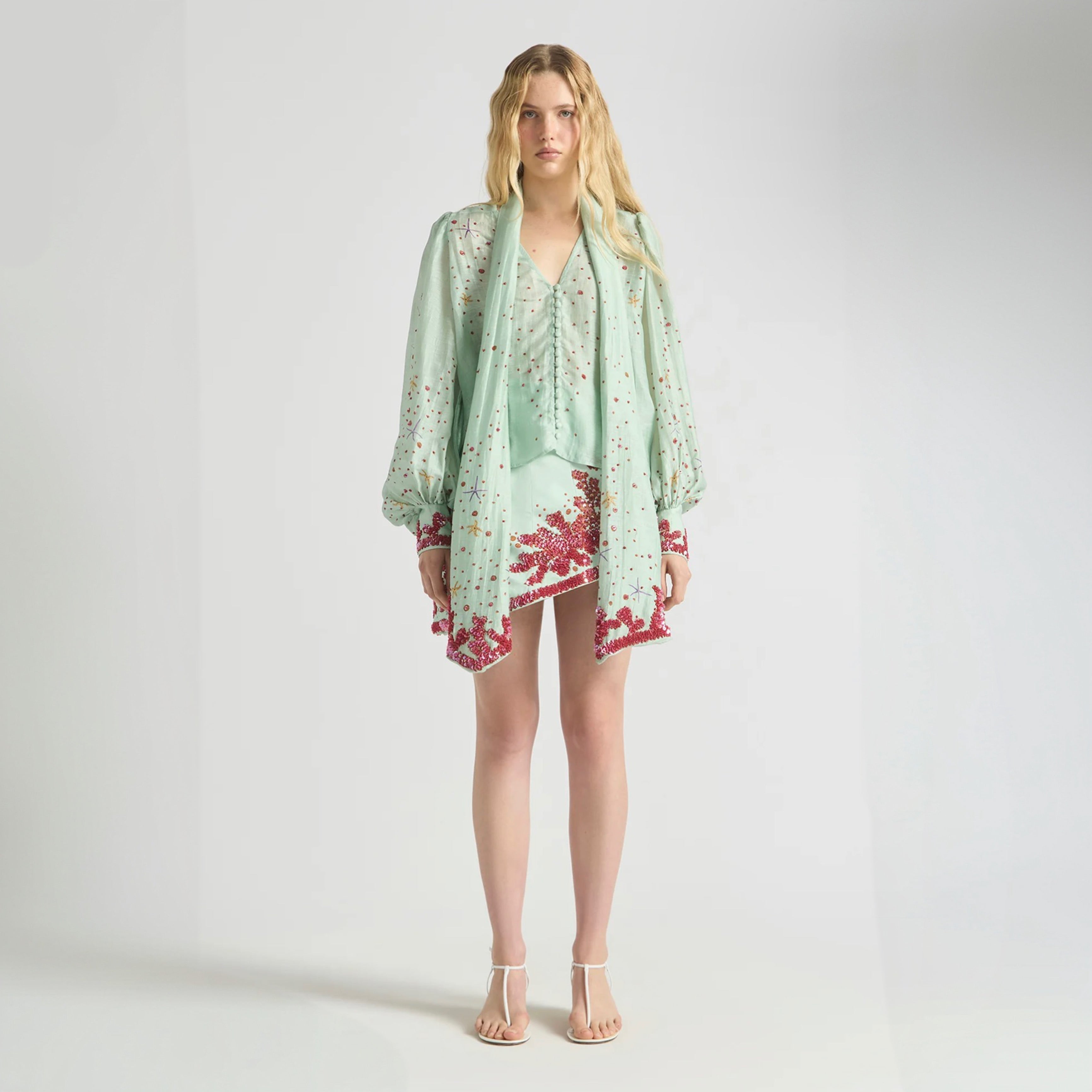 Oceans Apart Wave Skirt- Seafoam