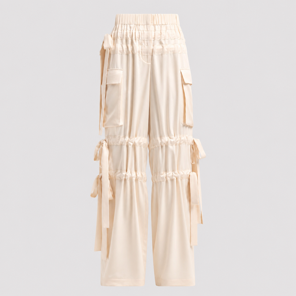 Aknvas - The Odin Trousers in Cream Satin