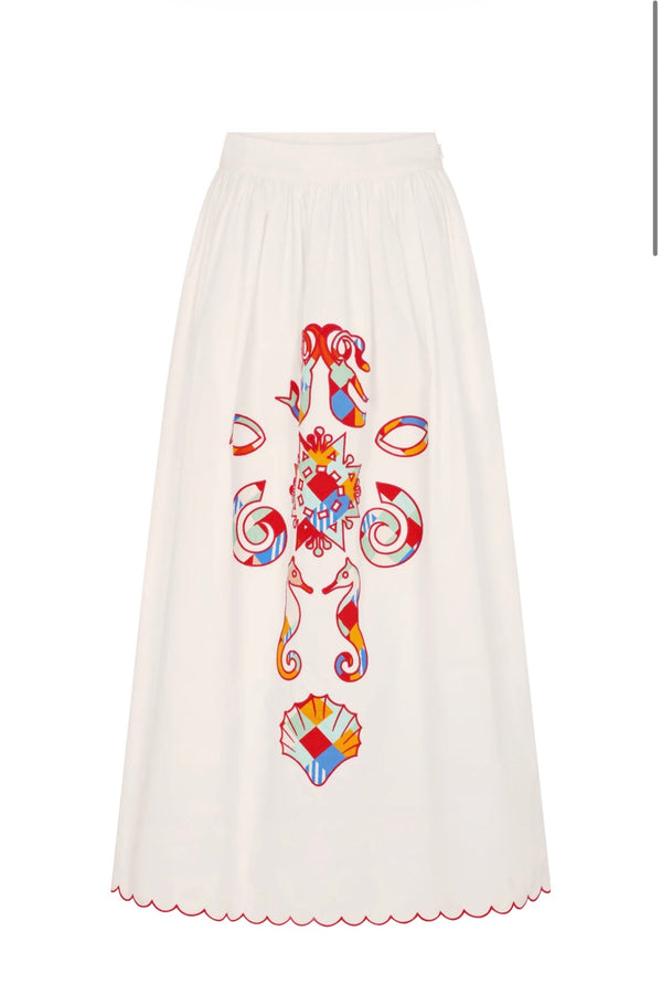 Carolina K Larissa Skirt | Embroidered Cotton Maxi Skirt