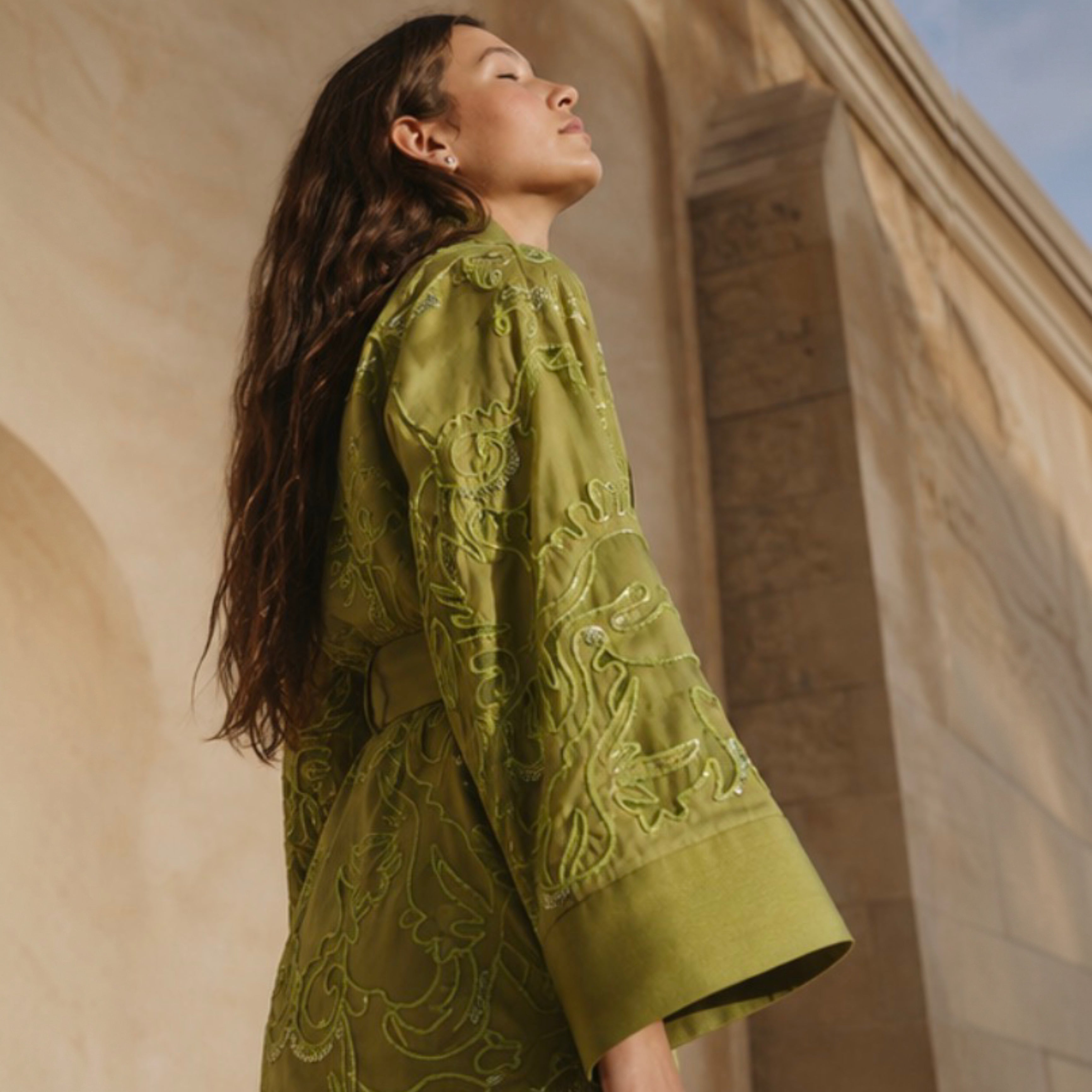 Antipodean - Embroidered Robe Dress - Citron