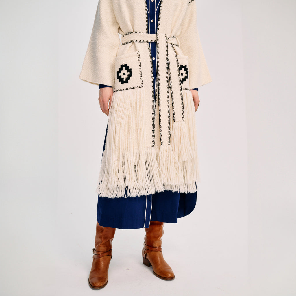 Carolina K Saddler Coat | Off White and Black