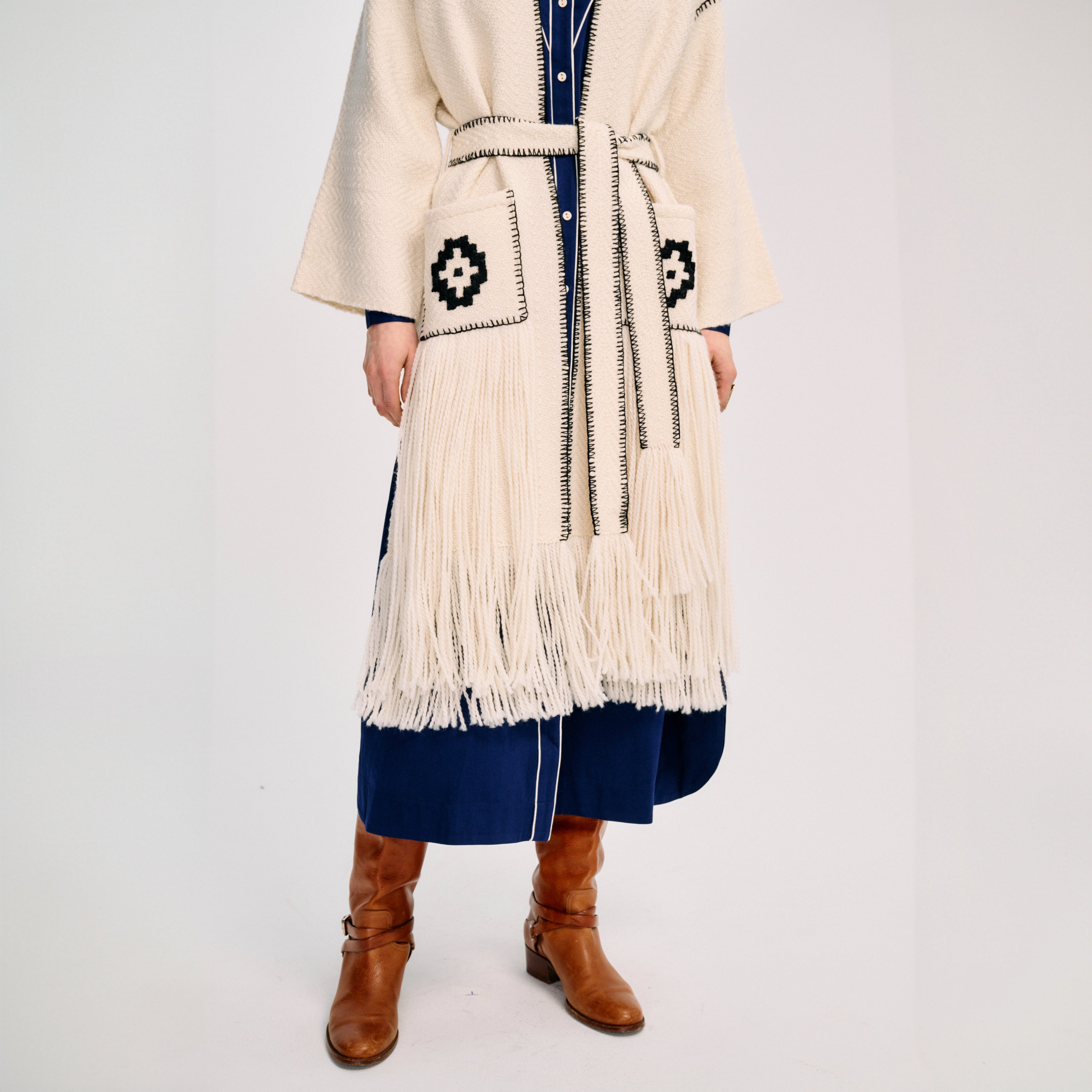 Carolina K Saddler Coat | Off White and Black