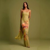 Rococo Sand Norma Fringe Sash Maxi Dress | Olive