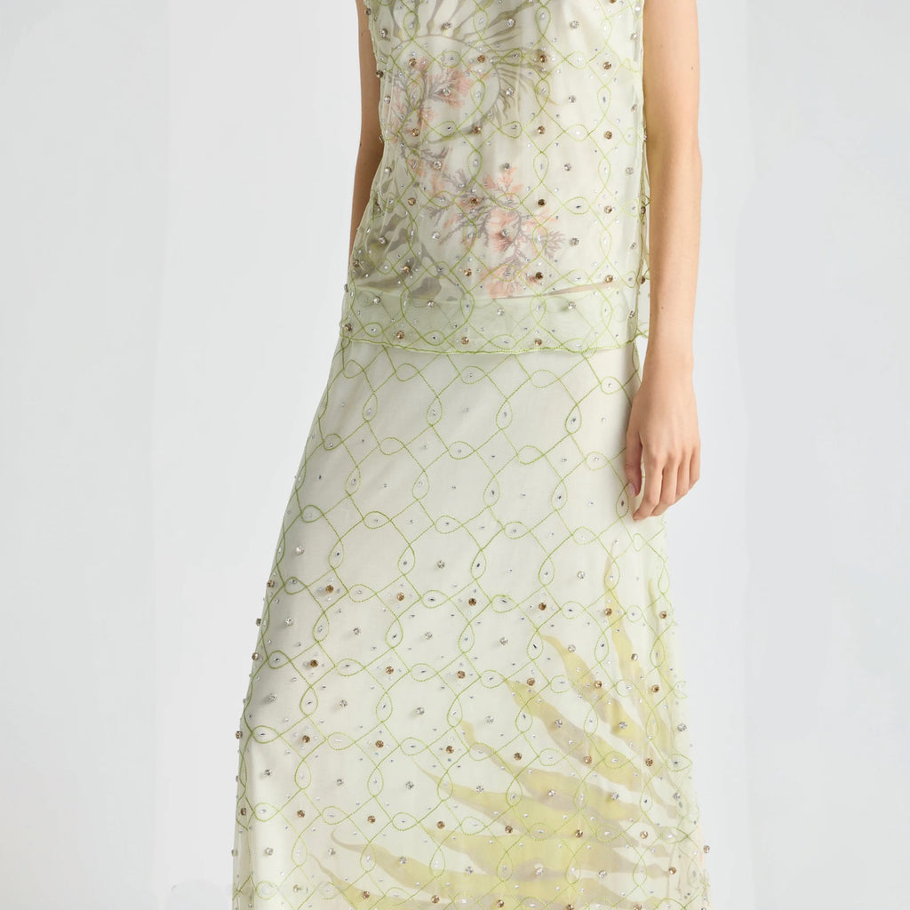 Antipodean Free Fall Micro-Mini with underskirt - Porcelain