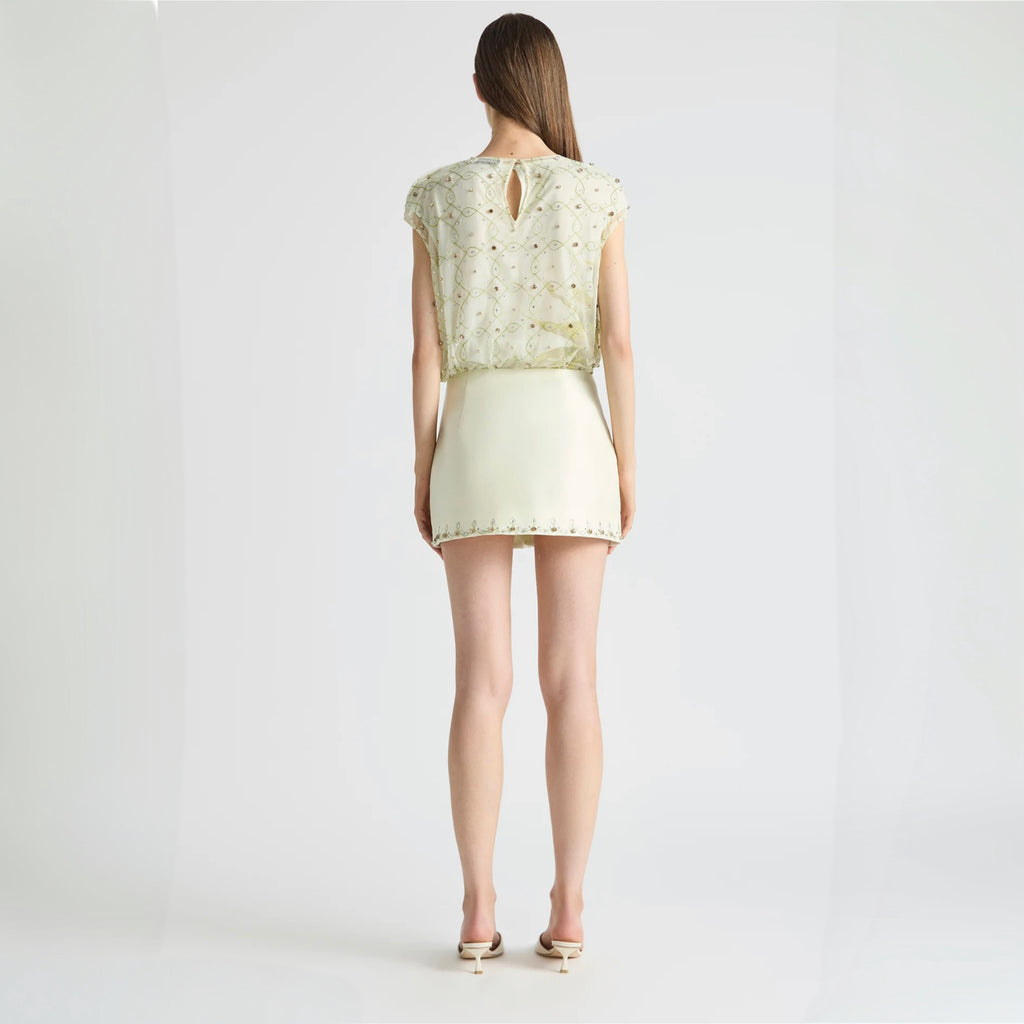 Antipodean Free Fall Micro-Mini with underskirt - Porcelain