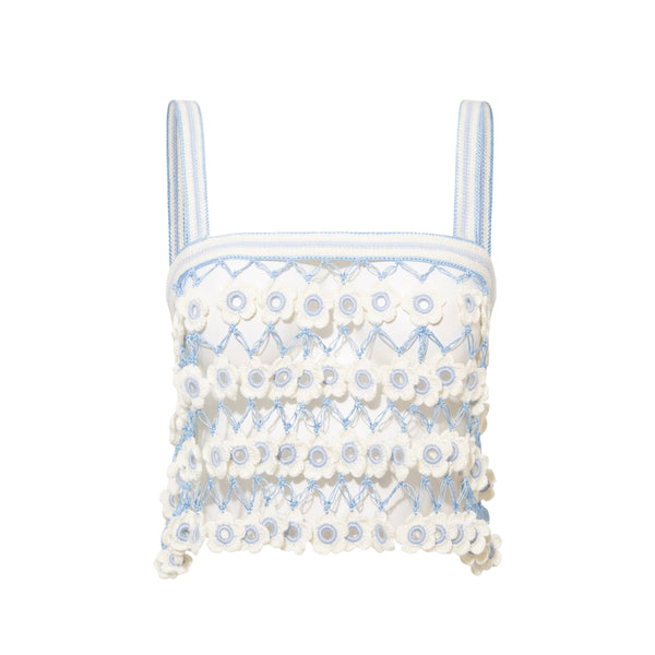My Beachy Side Fleur Hand-Crocheted Top | Baby Blue