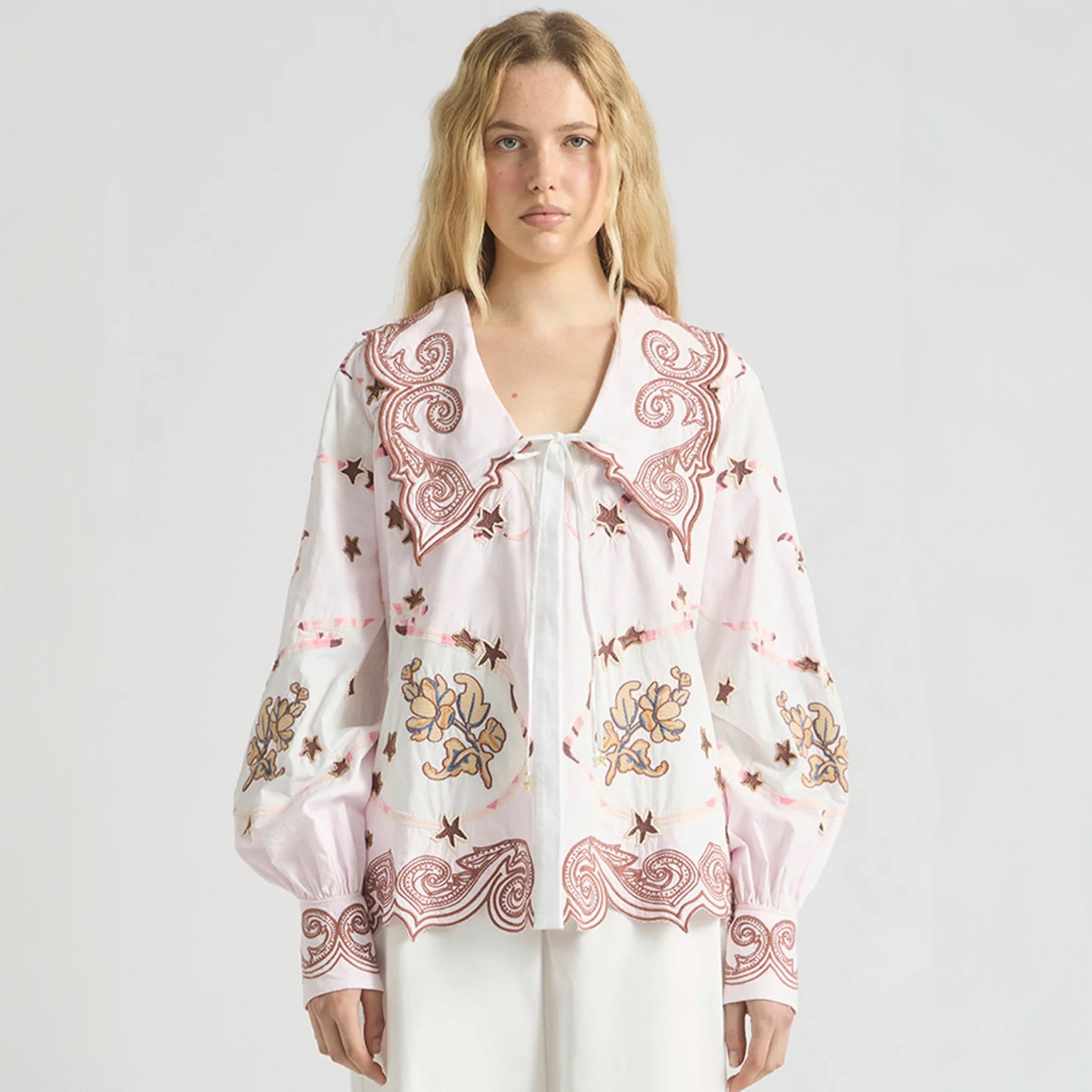 Antipodean Take It Easy Tie-Front Blouse - Rosewater
