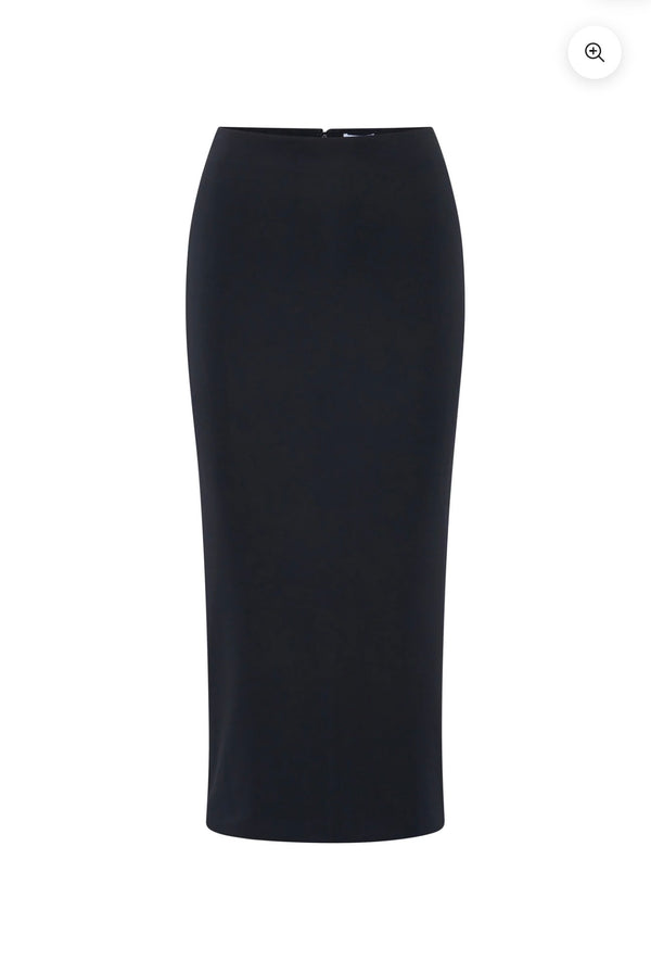 Artemis Diciero Natalia Midi Skirt in Black | Fitted Crepe Pencil Skirt