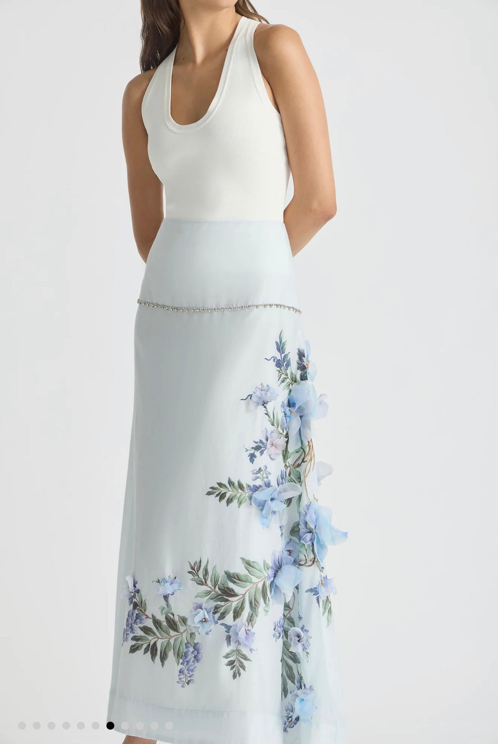 Antipodean Bisous Flower Yoke Skirt – Sapphire Midi Skirt