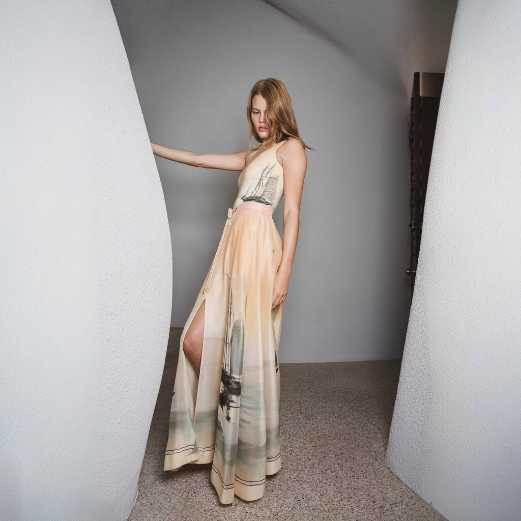 Antipodean Deep Water Parachute Maxi Skirt – Sunset