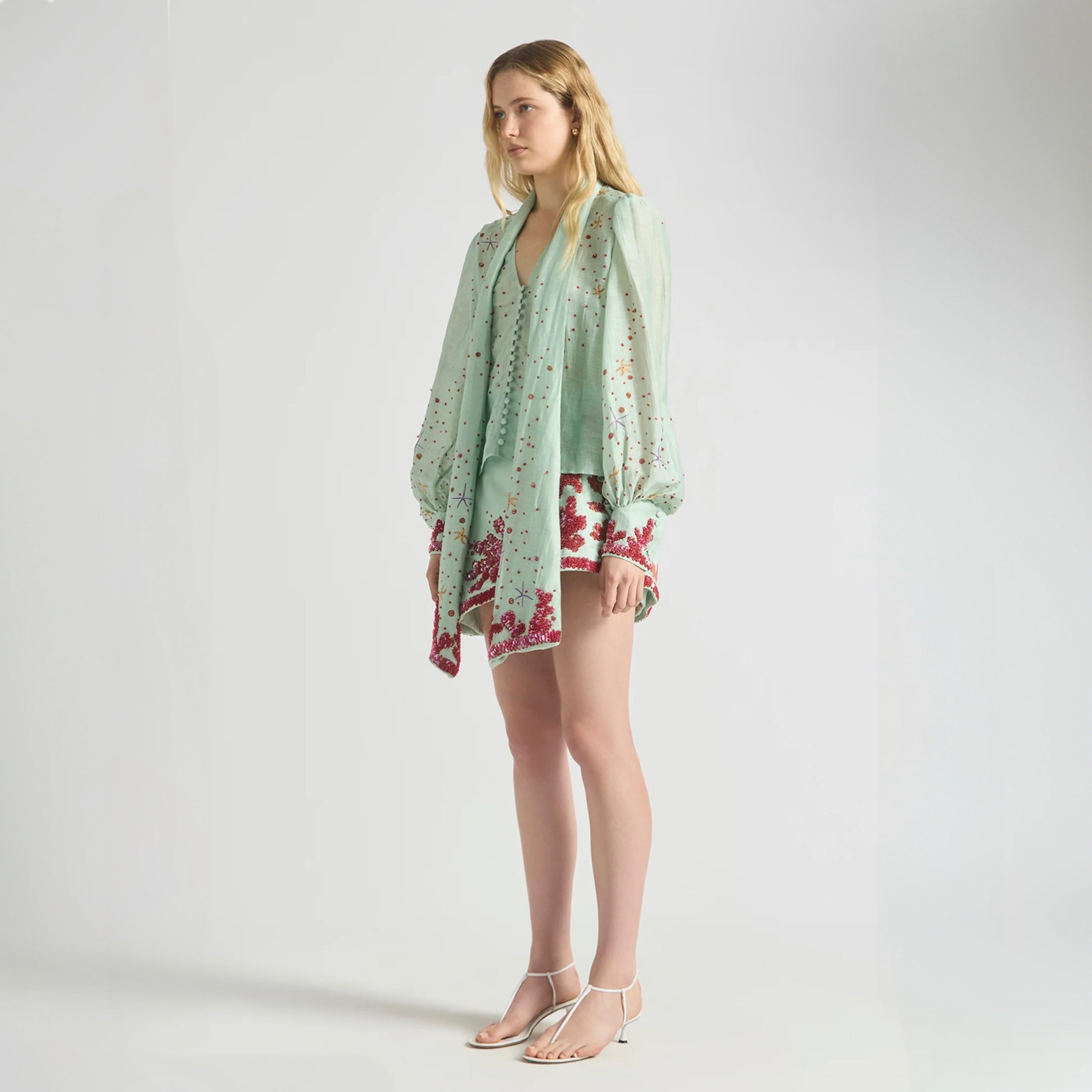 Oceans Apart Wave Skirt- Seafoam