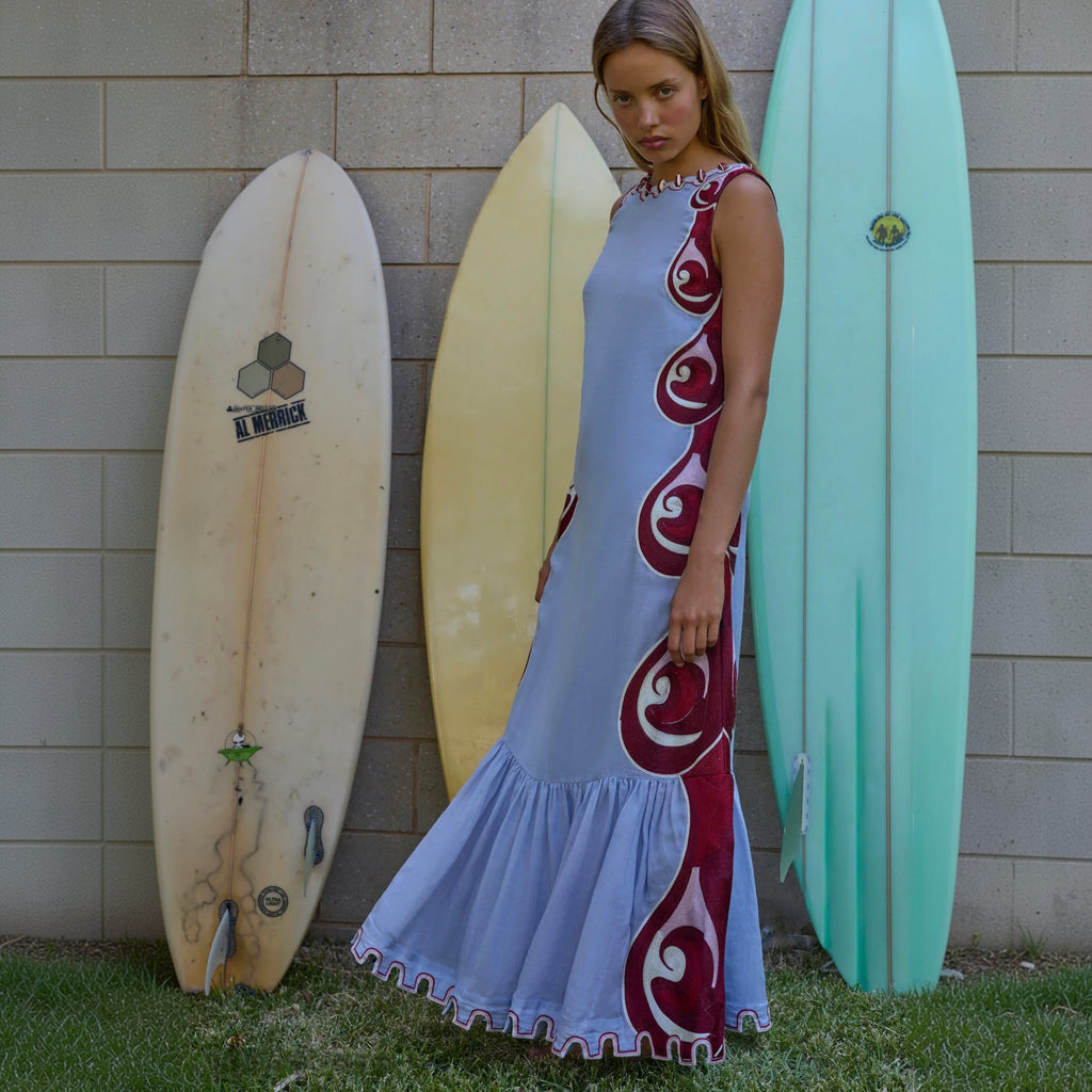 Antipodean - Twin Rivers Boat Neck Maxi Dress - Sea Glass