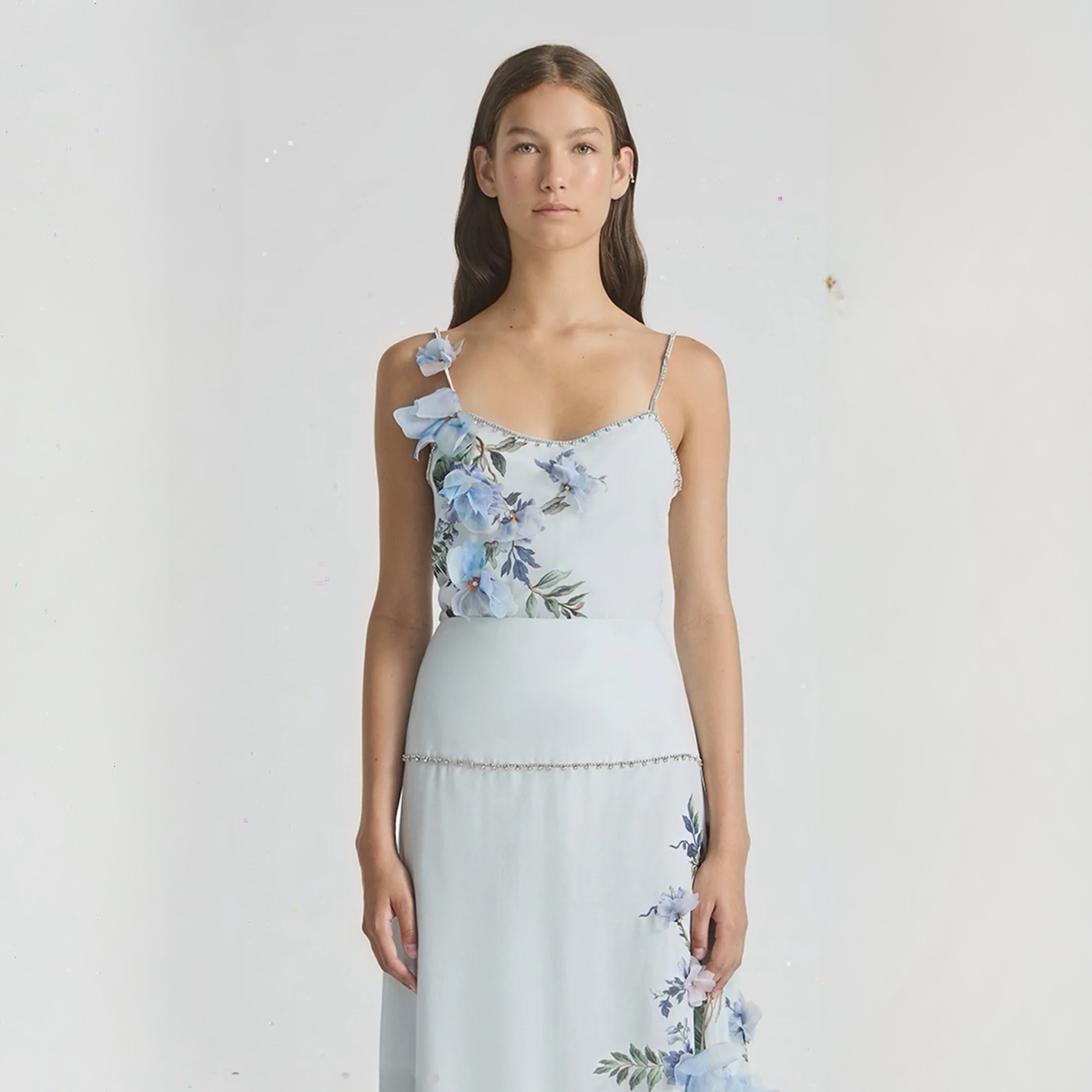 Antipodean Bisous Flower Bodice Top – Sapphire Silk Cami