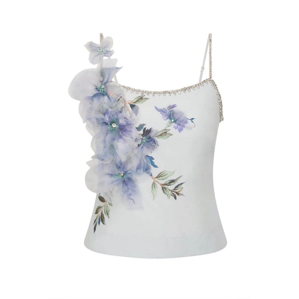 Antipodean Bisous Flower Bodice Top – Sapphire Silk Cami