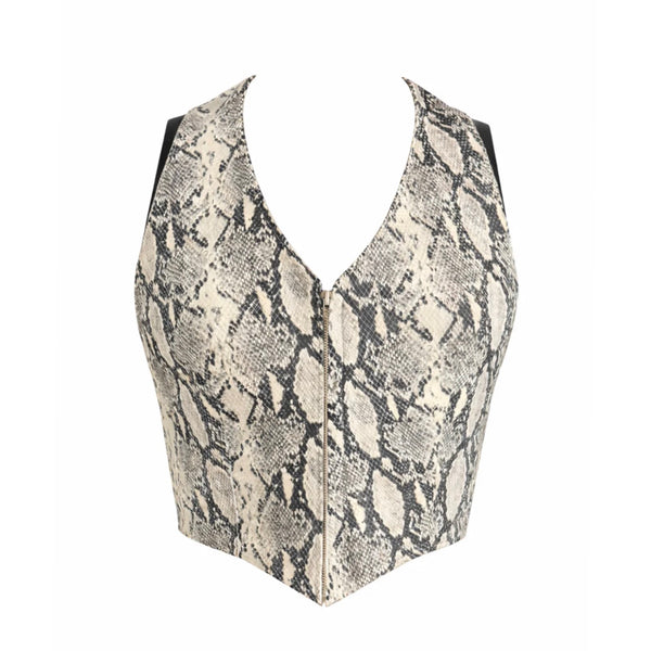 ZUT Carioca Top | Python-Embossed Leather Halter Top