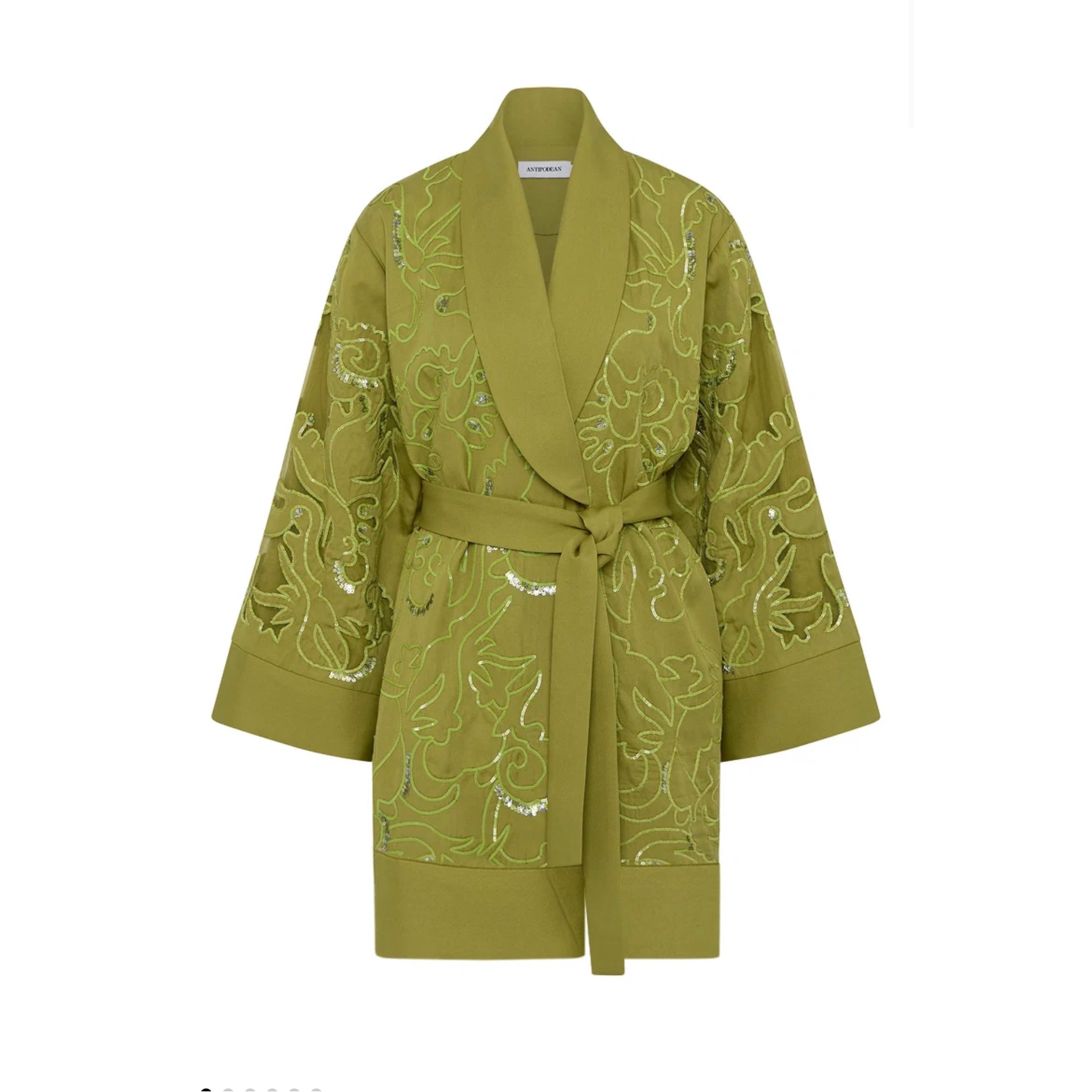 Antipodean - Embroidered Robe Dress - Citron