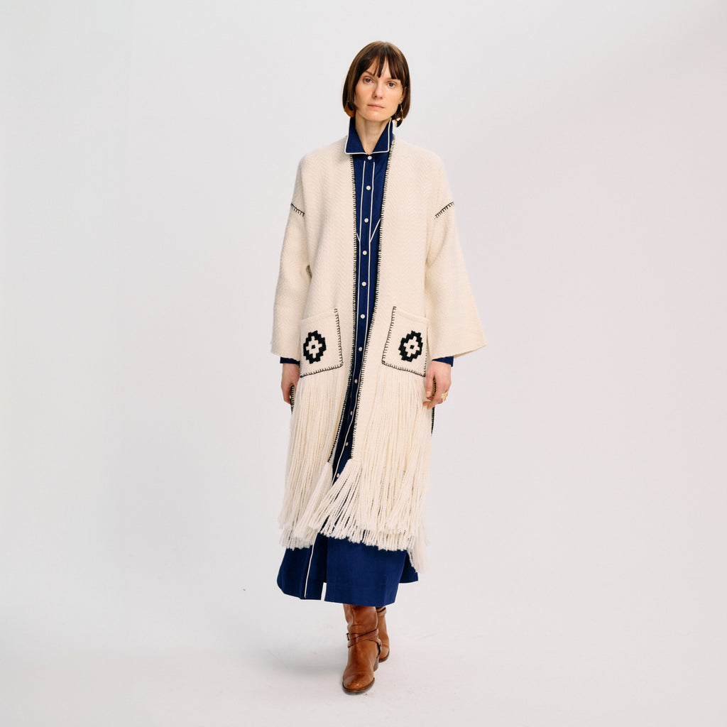 Carolina K Saddler Coat | Off White and Black