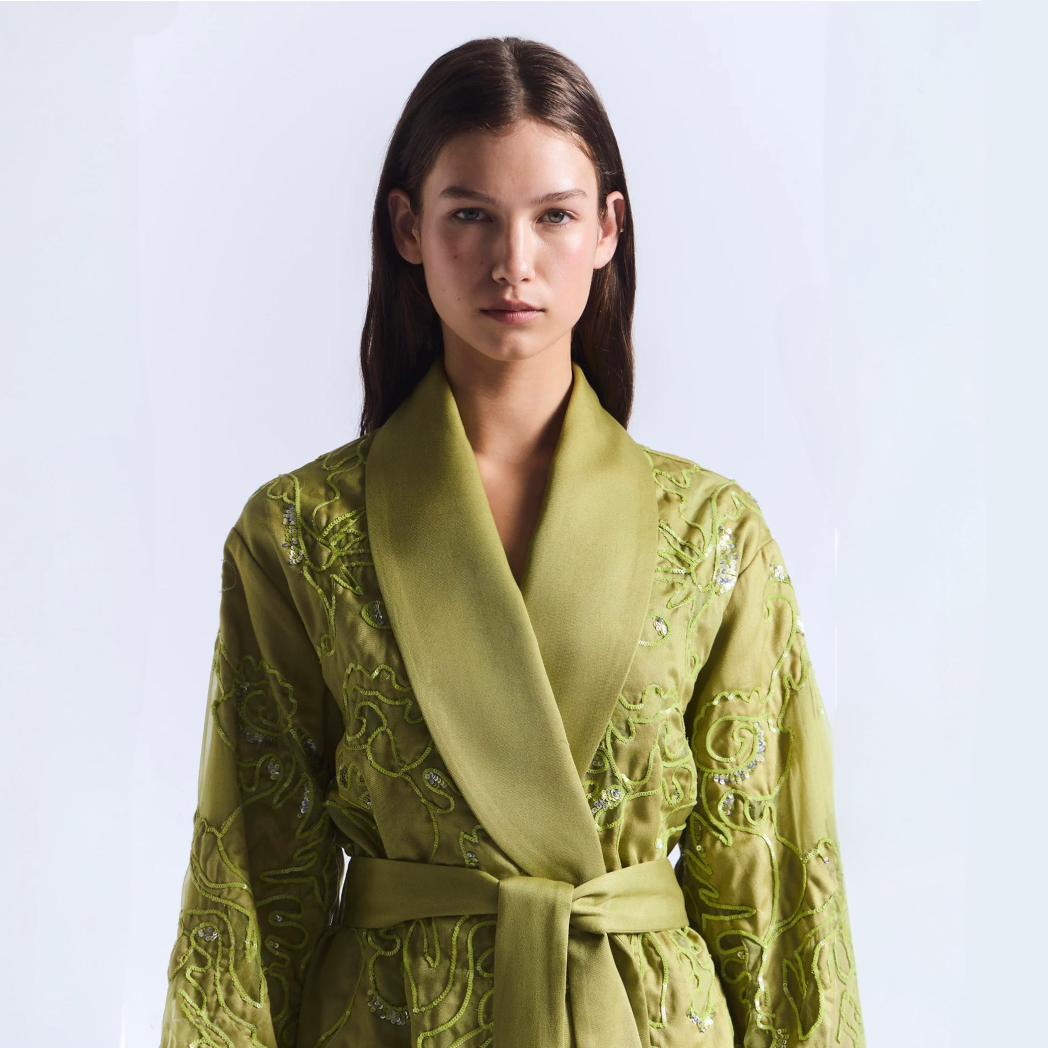Antipodean - Embroidered Robe Dress - Citron