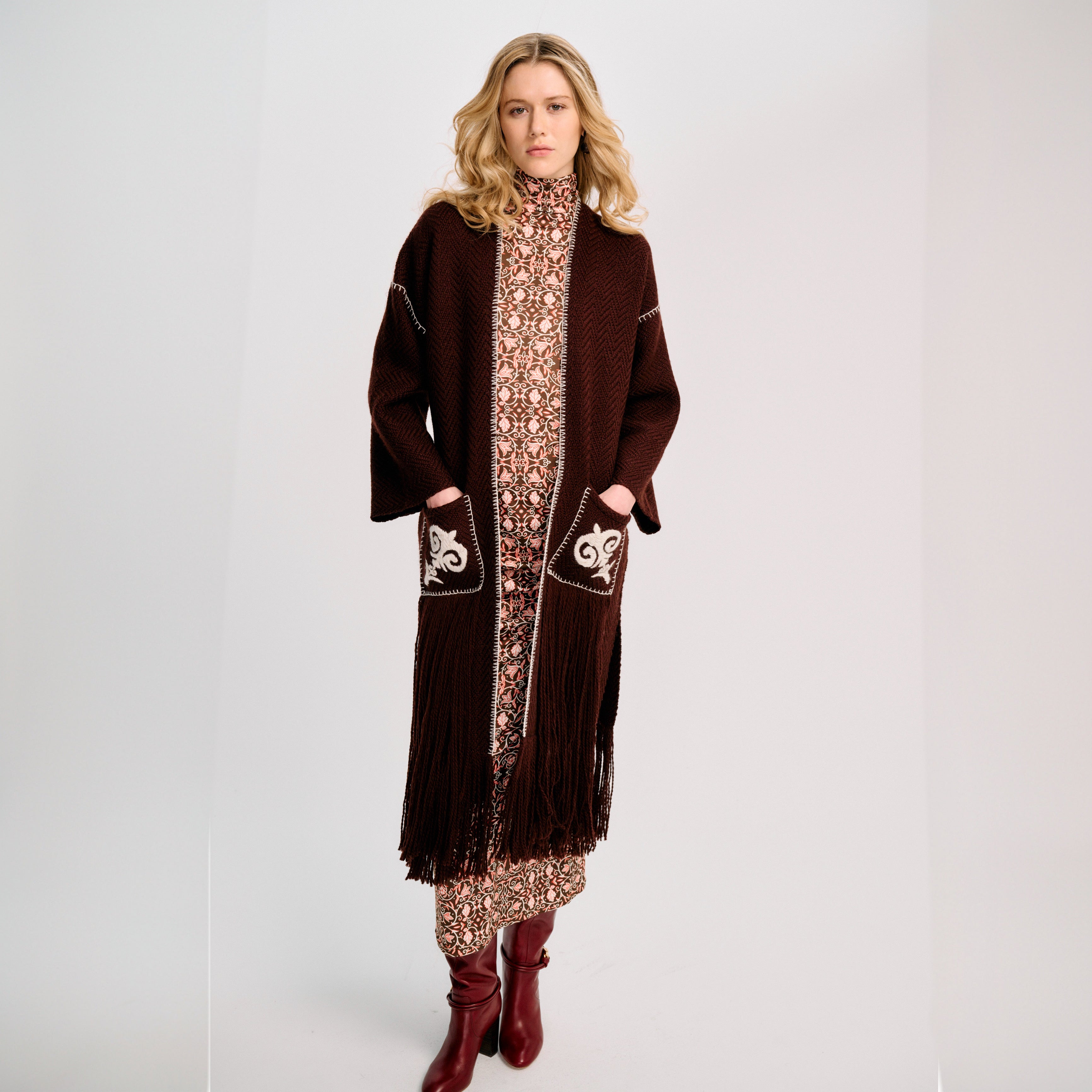 Carolina K Saddler Coat | Brown & Off White