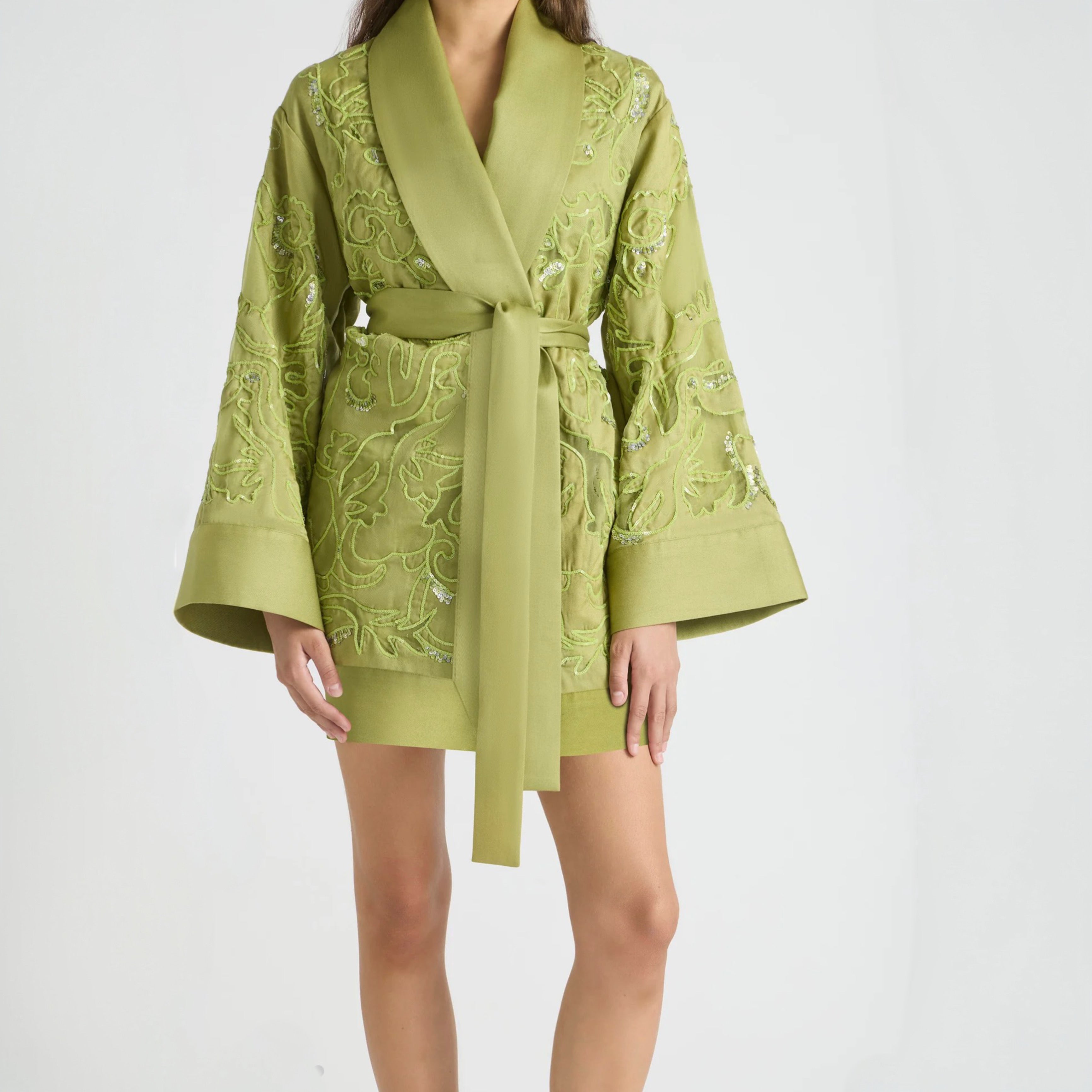Antipodean - Embroidered Robe Dress - Citron